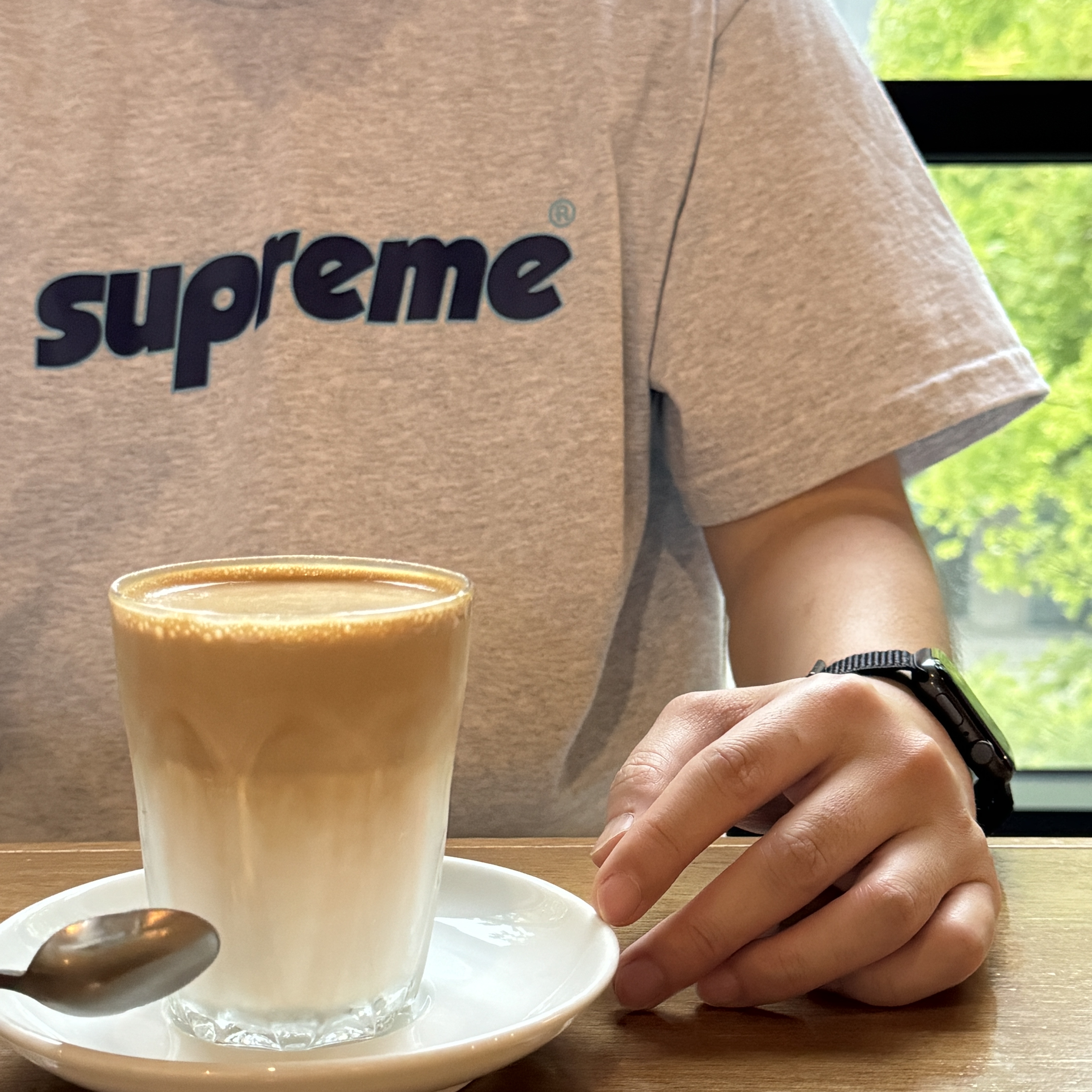 Supreme Pinline T-Shirt Ash Grey - 24SS 착용 스타일