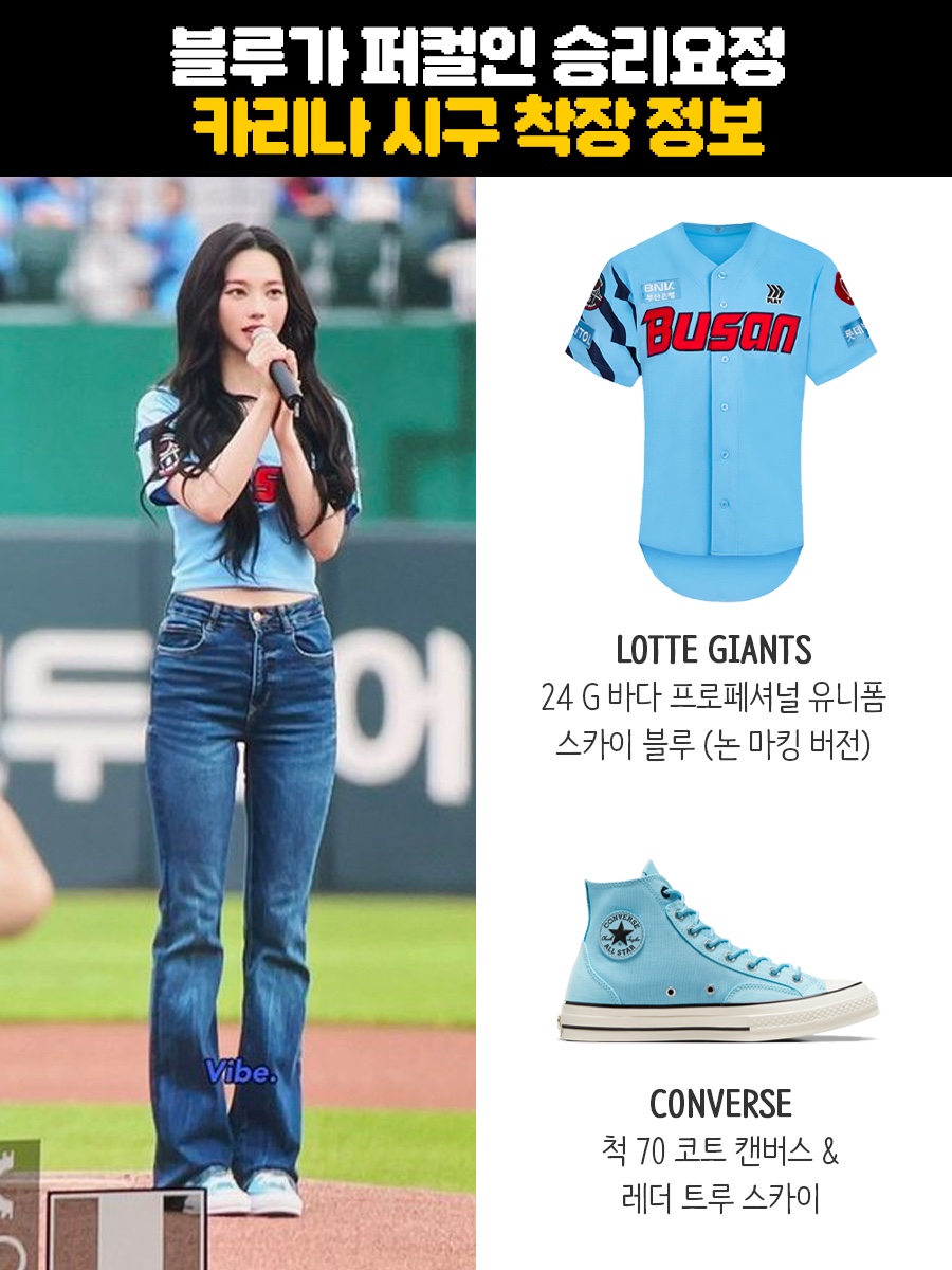 Lotte Giants 24 G Ocean Professional Uniform Sky Blue (Non Marking Ver.) 착용 스타일 - 1