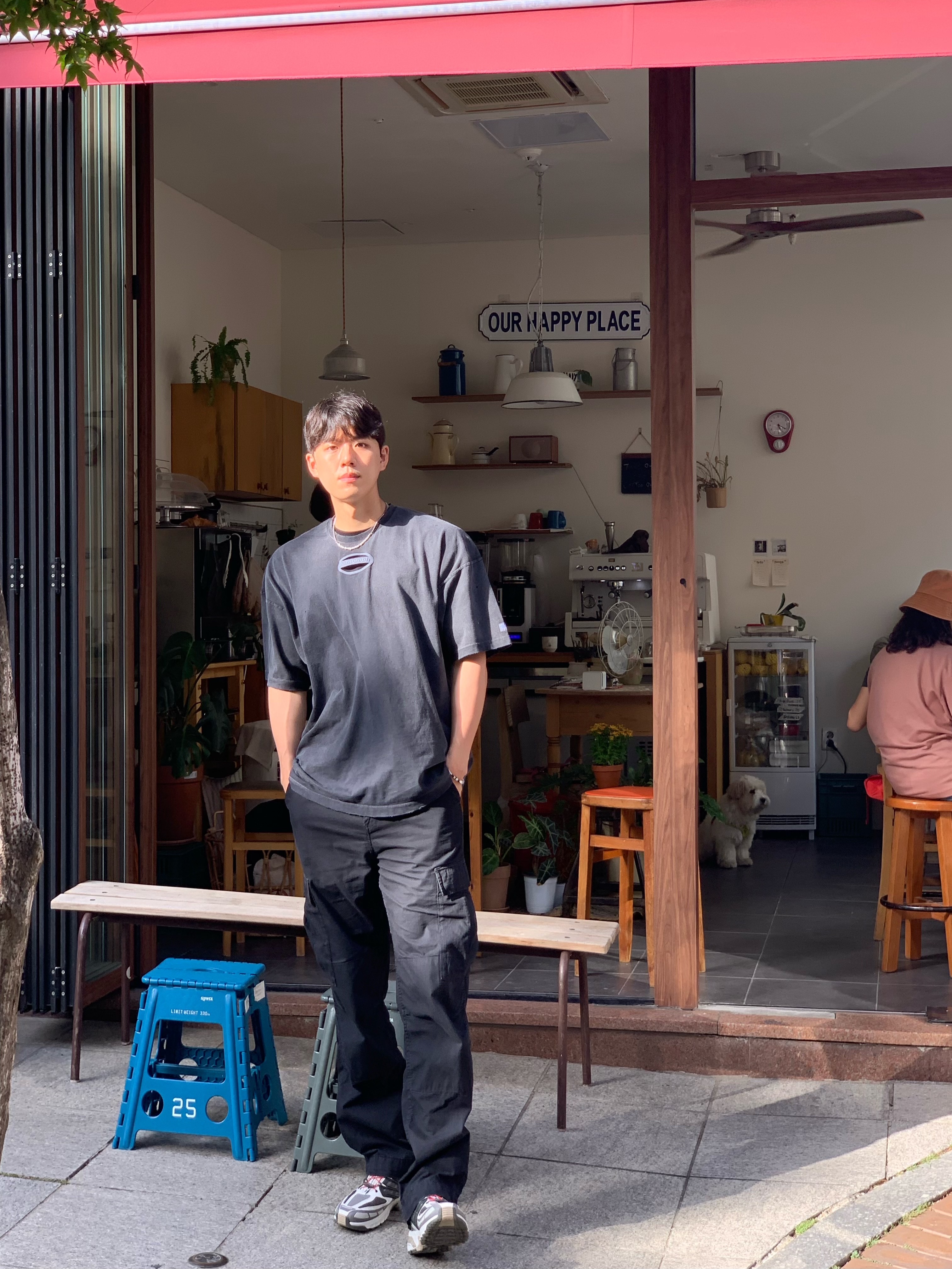 Salomon ACS Pro Beluga Vintage Khaki, Carhartt WIP Columbia Ripstop Regular Cargo Pants Black 착용 스타일 - 1