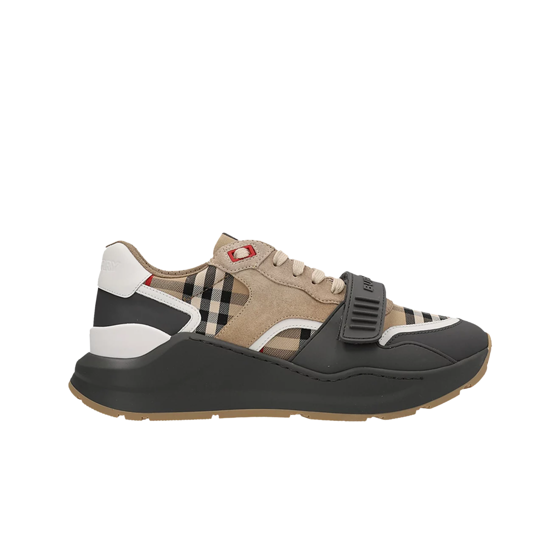 8031098 Burberry Vintage Check Suede and Leather Sneakers Grey Archive Beige