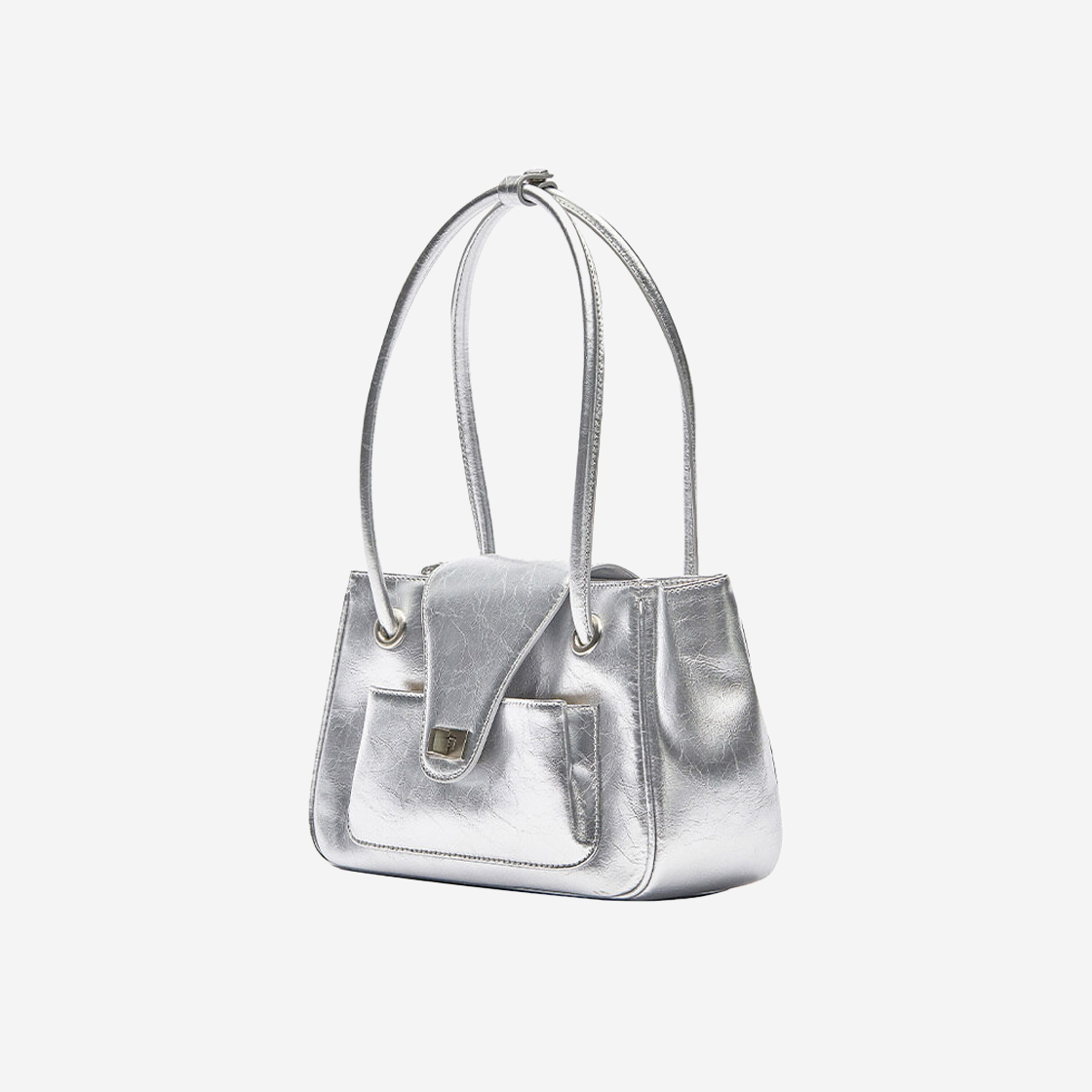 아포아 파오 롱 핸들 백 실버(APOA Pao Long Handle Bag Silver Crinkle) - 2