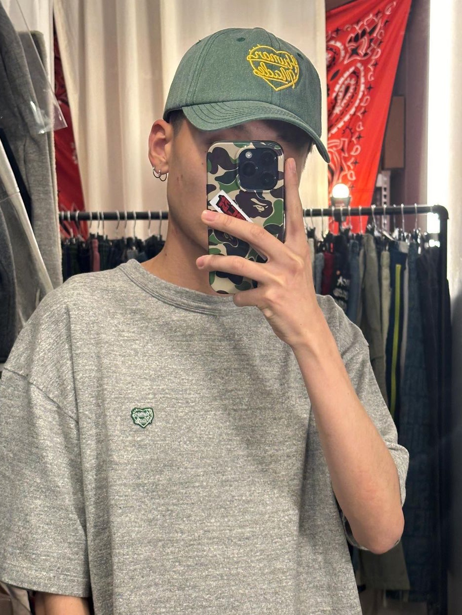 Human Made Baseball Jacket Navy, Human Made 6 Panel Cap #1 Green 착용 스타일 - 4