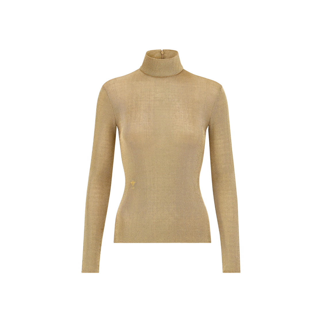 (W) Dior Or Turtleneck Sweater Gold Tone Ribbed 상세 이미지 1