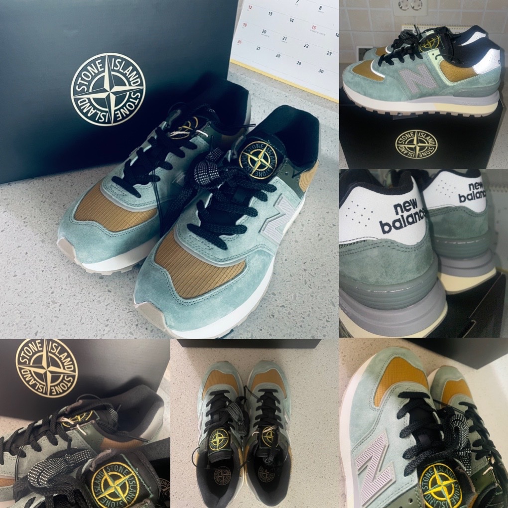 New Balance x Stone Island 574 Legacy Light Green 착용 스타일 - 1