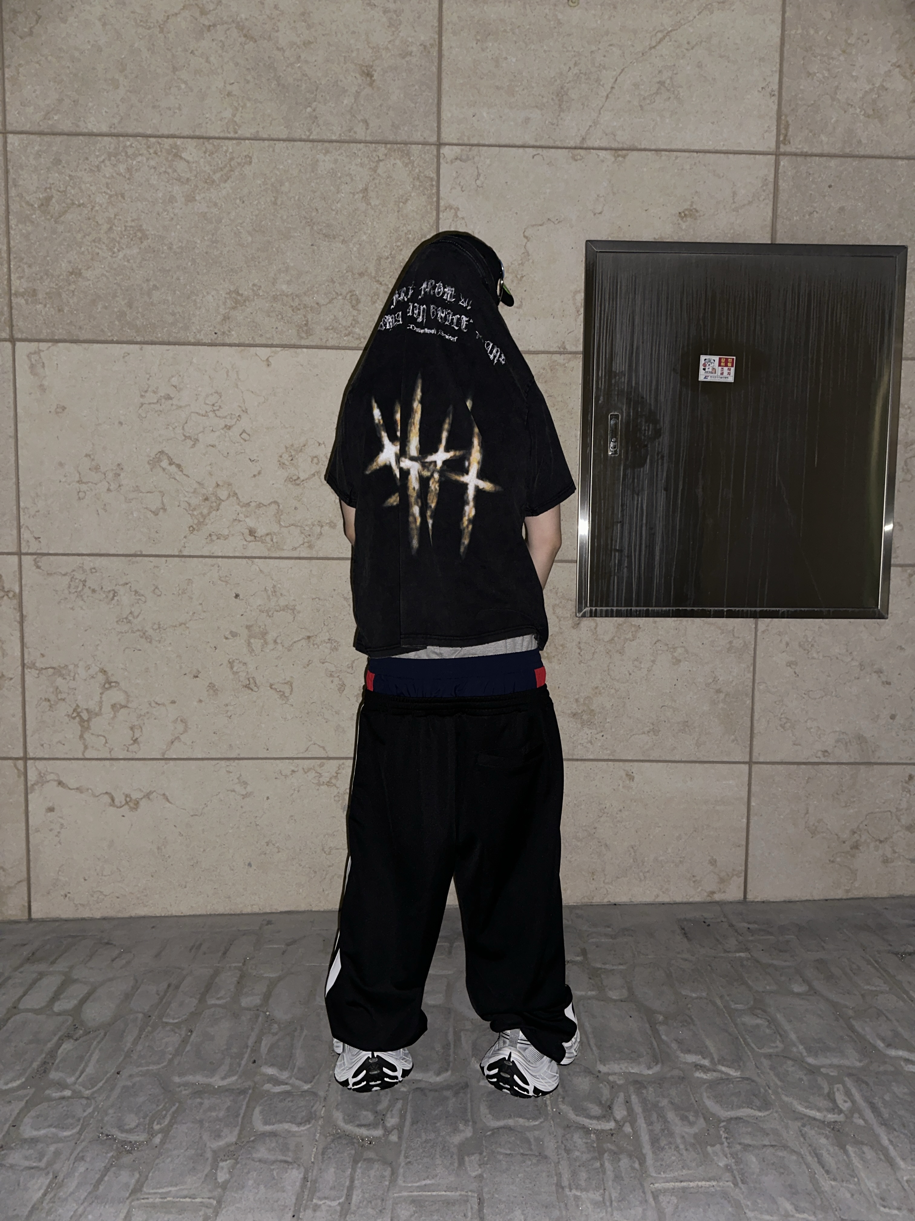 Project G/R 3 Layered Track Pants Black 착용 스타일 - 3