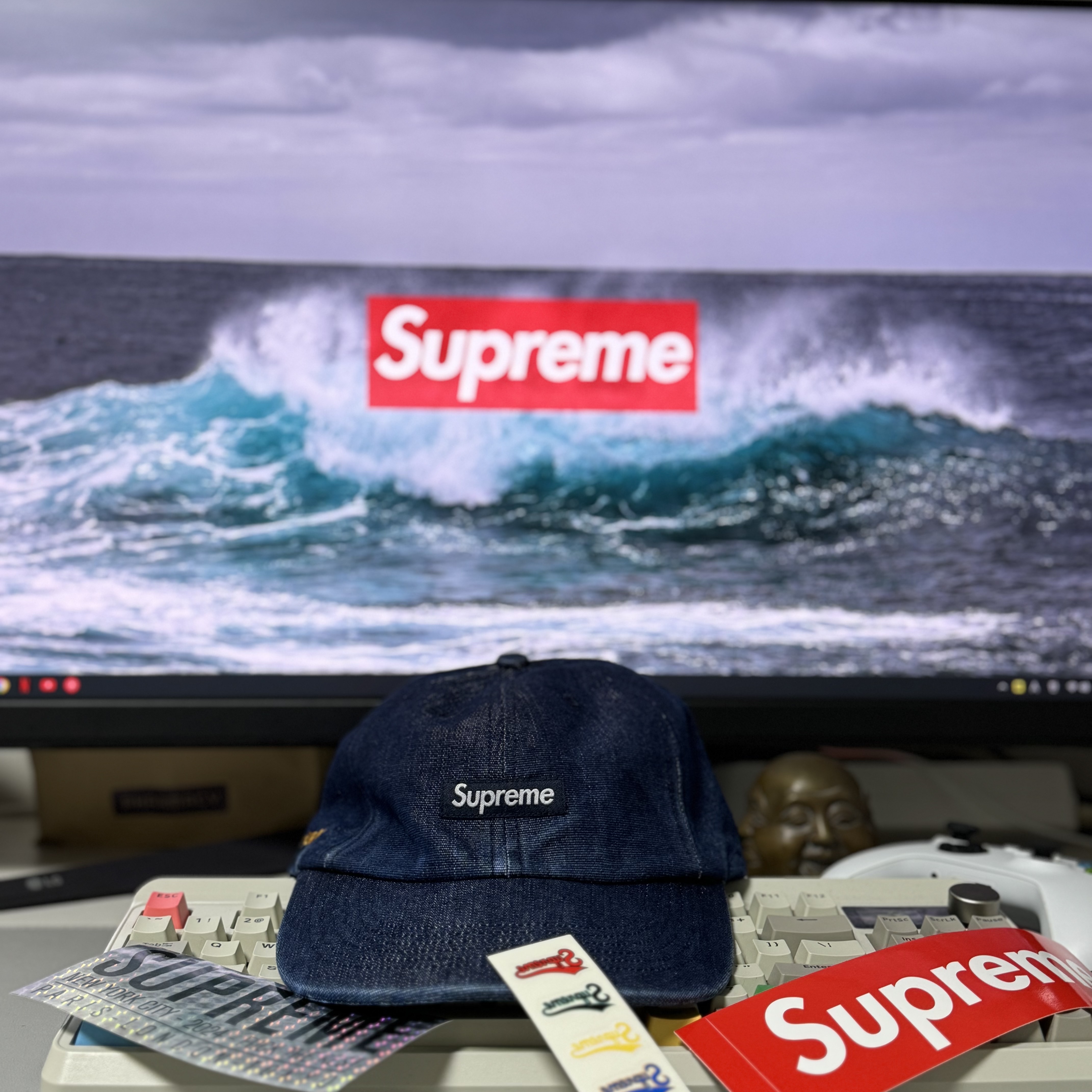 Supreme Cordura Denim Small Box 6-Panel Blue - 24SS 착용 스타일