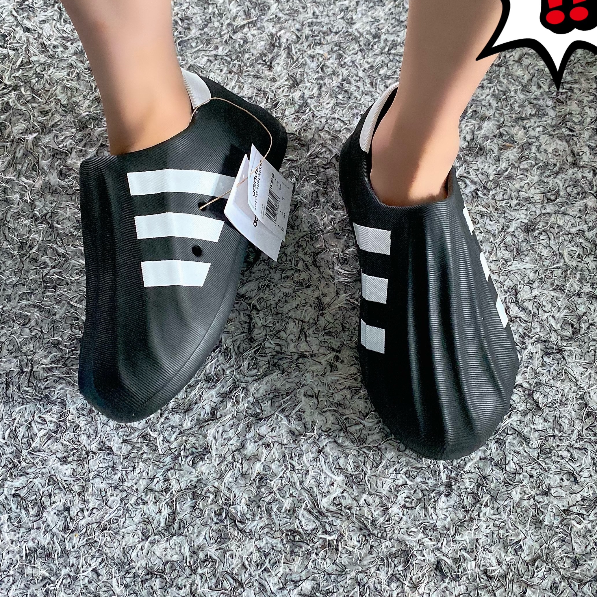 Adidas Adifom Superstar Core Black Cloud White 착용 스타일 - 4