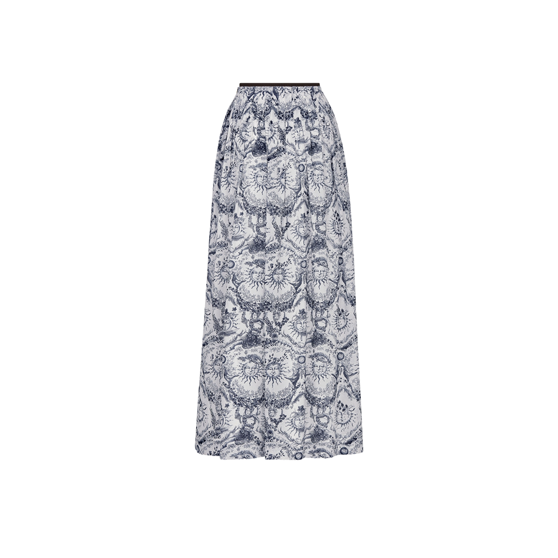 (W) Dior Flared Mid-Length Skirt White Navy Blue Soleil Voile 상세 이미지 2