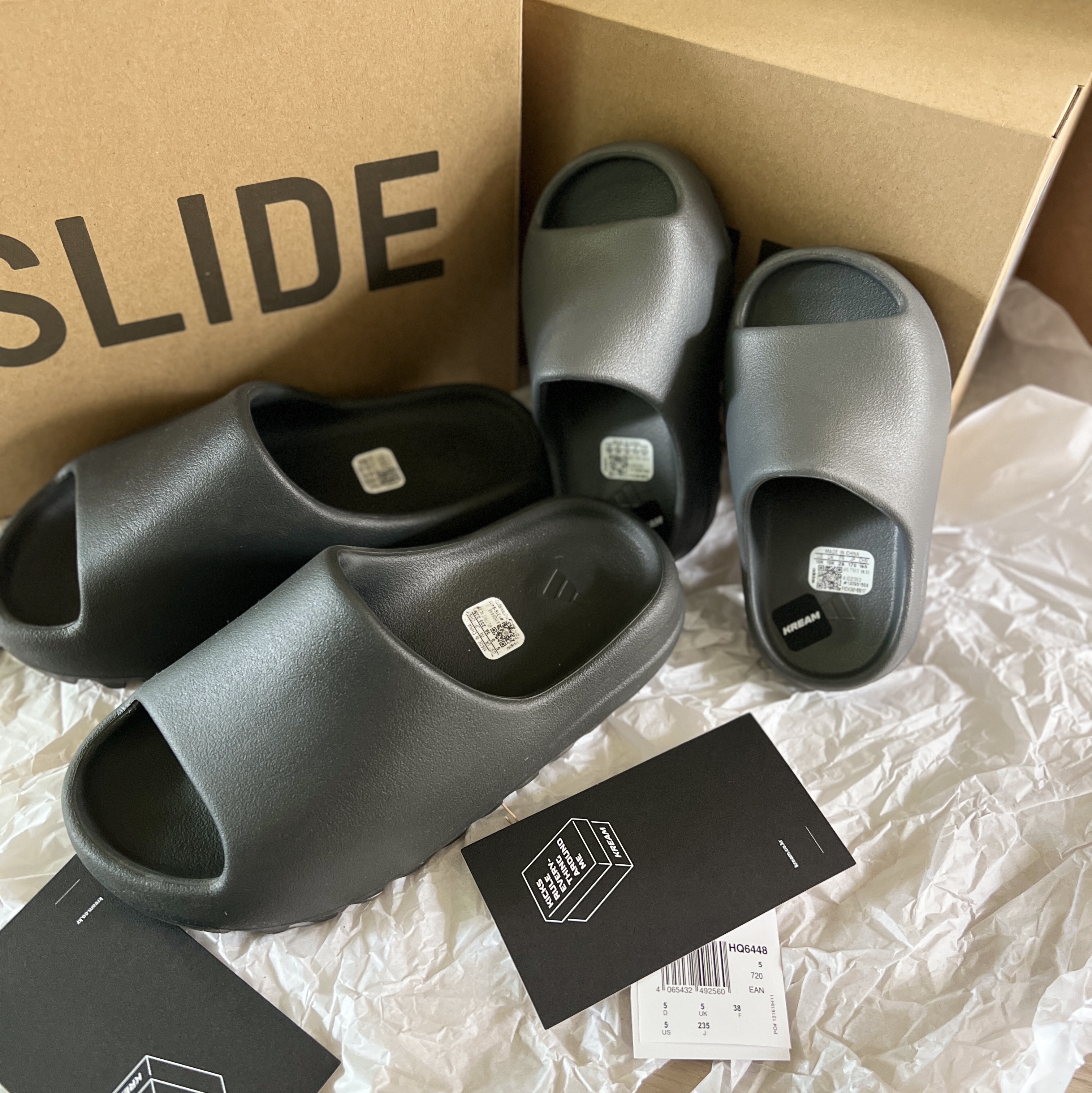 (Kids) Adidas Yeezy Slide Slate Grey, Adidas Yeezy Slide Onyx 착용 스타일