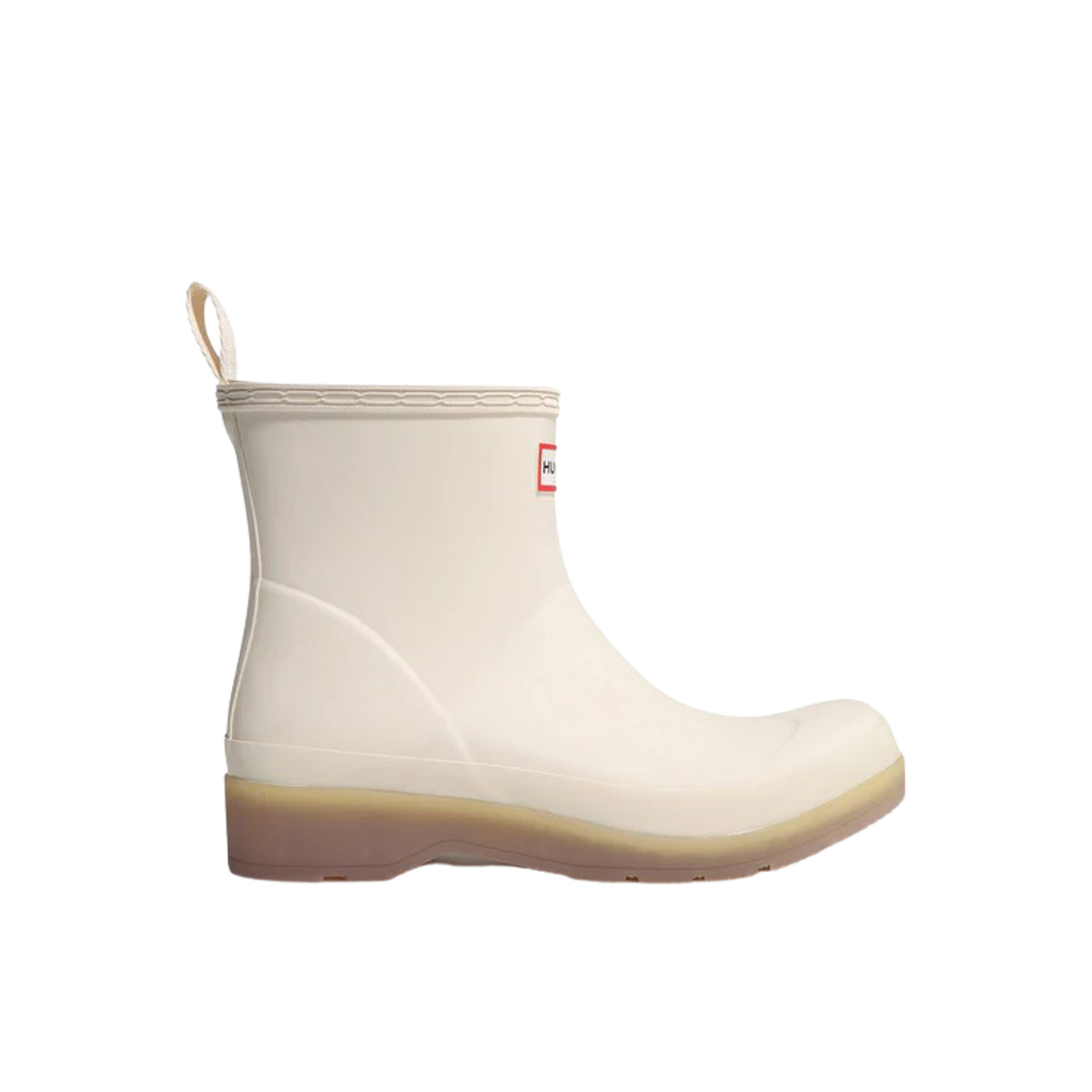 (W) 헌터 플레이 쇼트 트랜슬루센트 솔 부츠 쉐이디드 화이트((W) Hunter Play Short Translucent Sole Boots Shaded White)