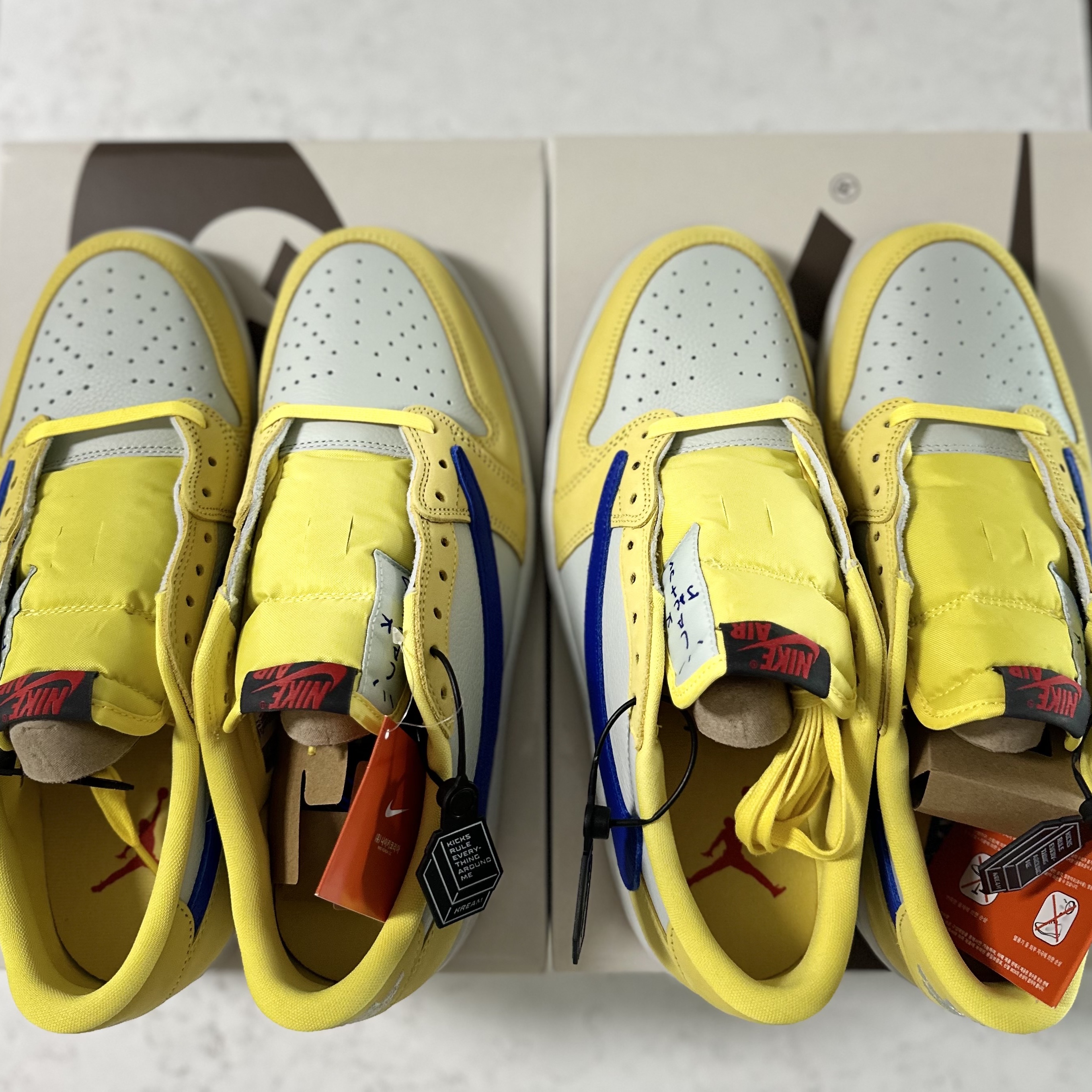 (W) Jordan 1 x Travis Scott Retro Low OG SP Canary 착용 스타일 - 3