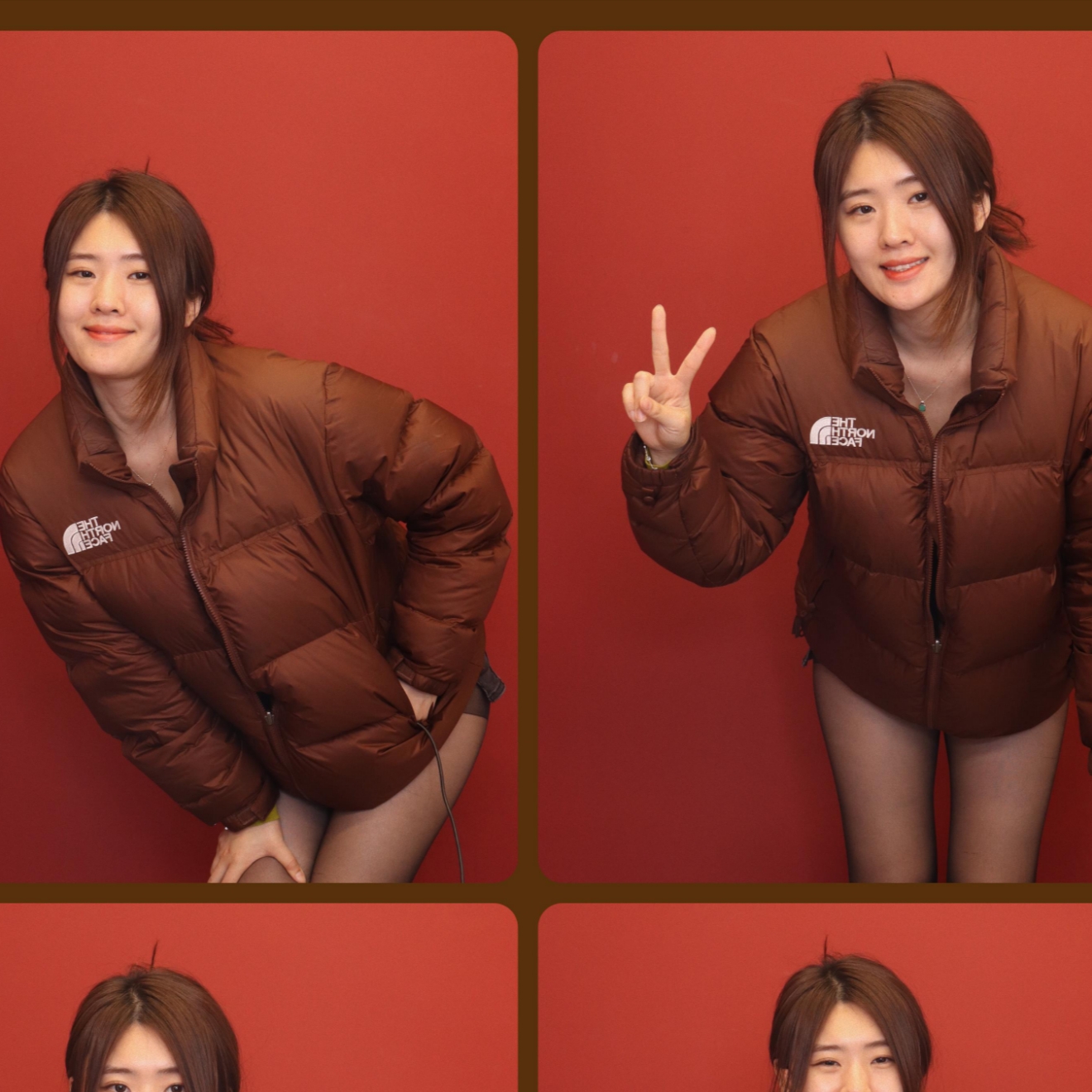 (W) The North Face 1996 Retro Nuptse Jacket Dark Oak 착용 스타일