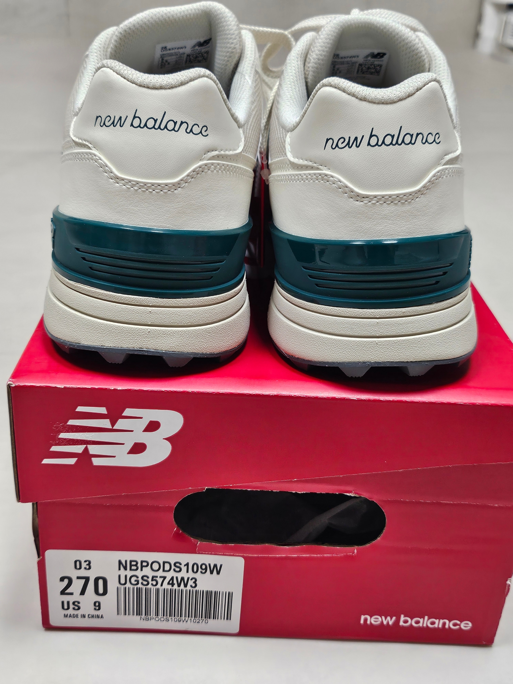 New Balance Golf 574 White Green 착용 스타일 - 7
