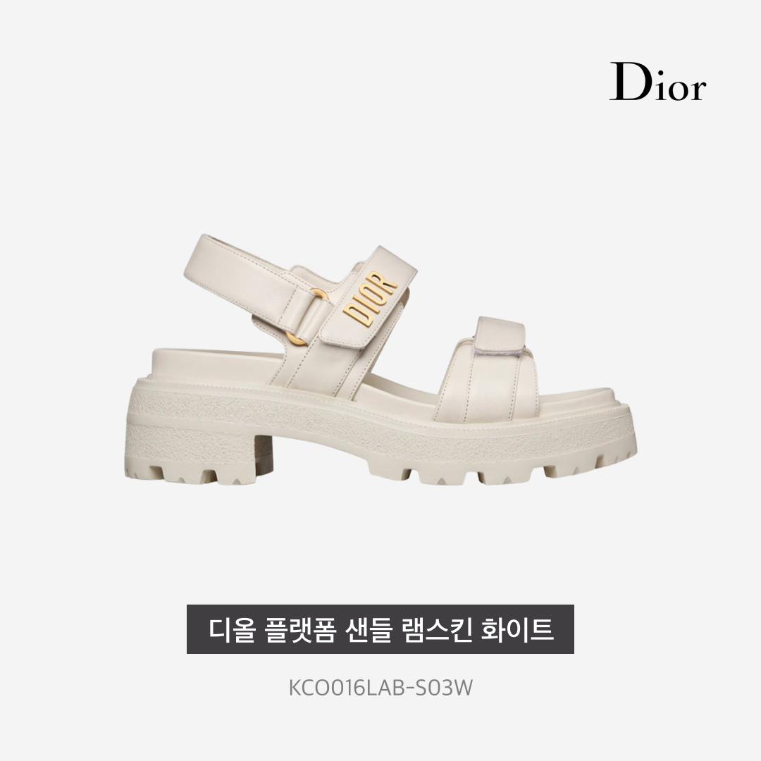 (W) Dior Dioract Platform Sandal Lambskin White 착용 스타일 - 3