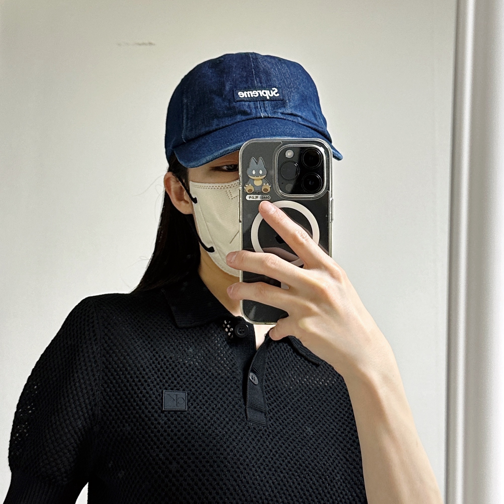 Supreme Cordura Denim Small Box 6-Panel Blue - 24SS 착용 스타일 - 2
