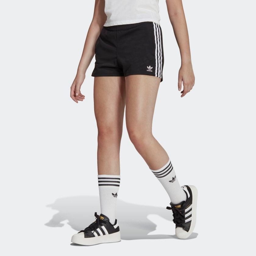 (W) Adidas 3-Stripes Shorts Black - KR Sizing 착용 스타일