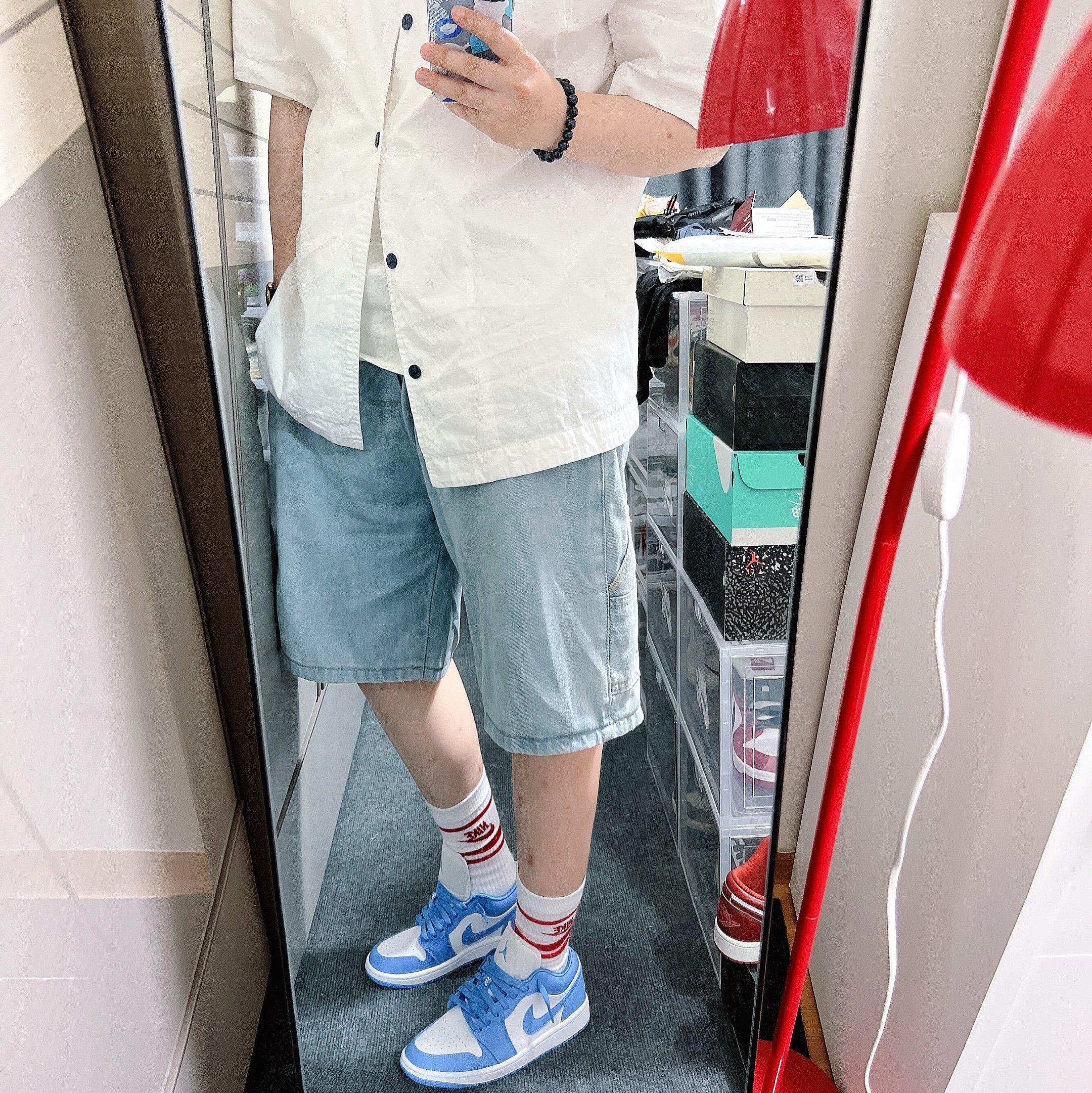 (W) Jordan 1 Low UNC University Blue 착용 스타일 - 1