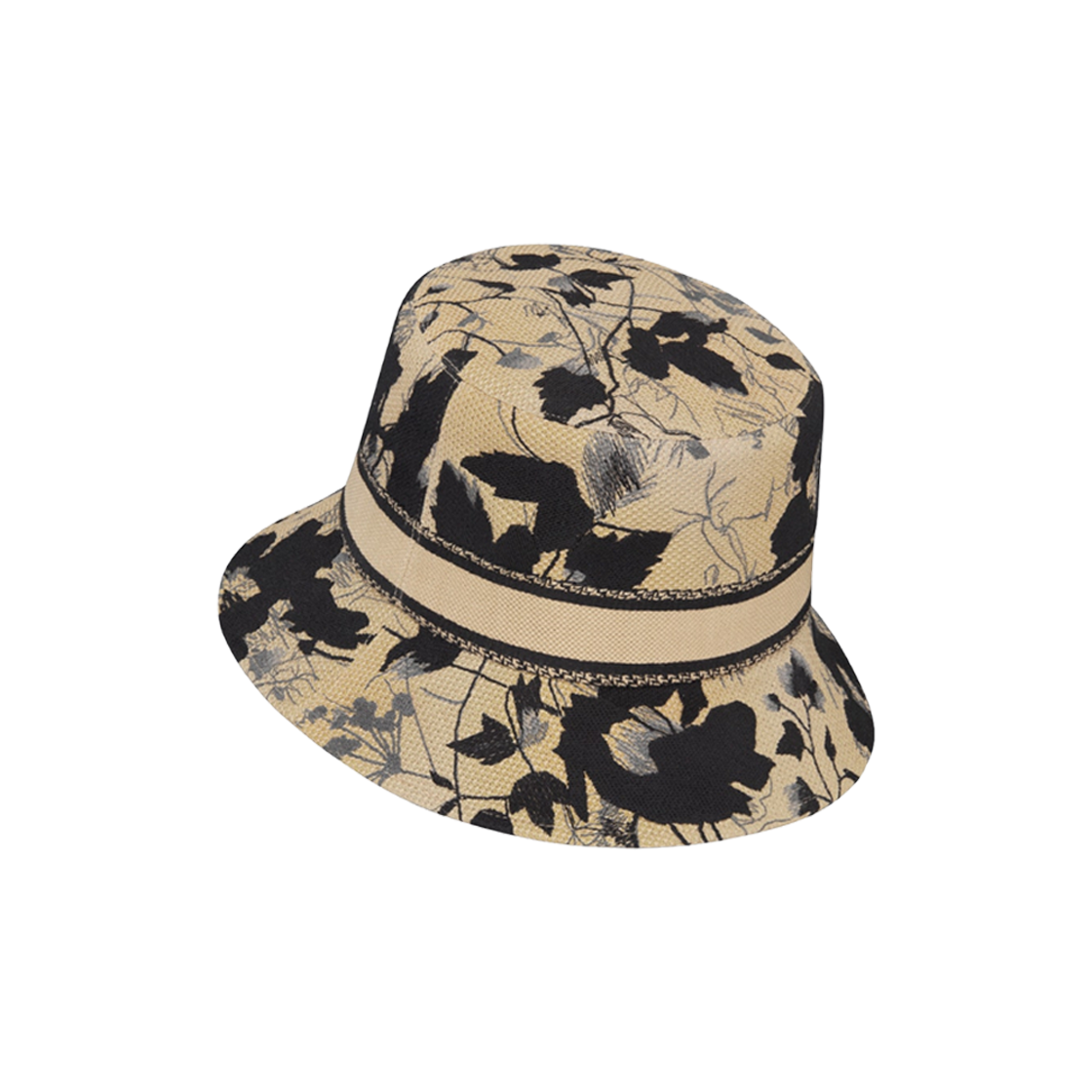 (W) Dior D-Bobby Fleurs Mystiques Small Brim Bucket Hat Beige Black 상세 이미지 3