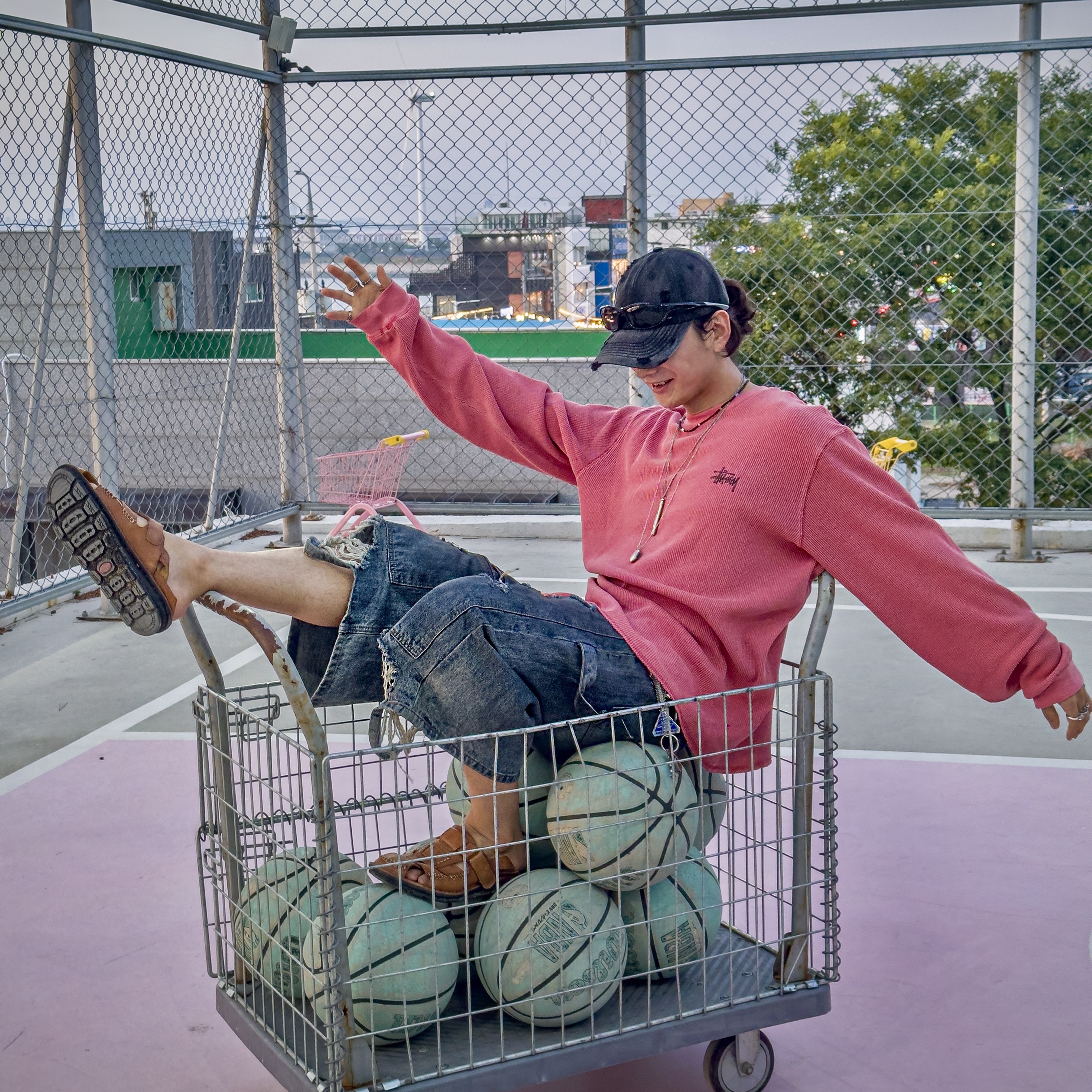 Stussy Basic Stock Thermal LS T-Shirt Berry 착용 스타일 - 1