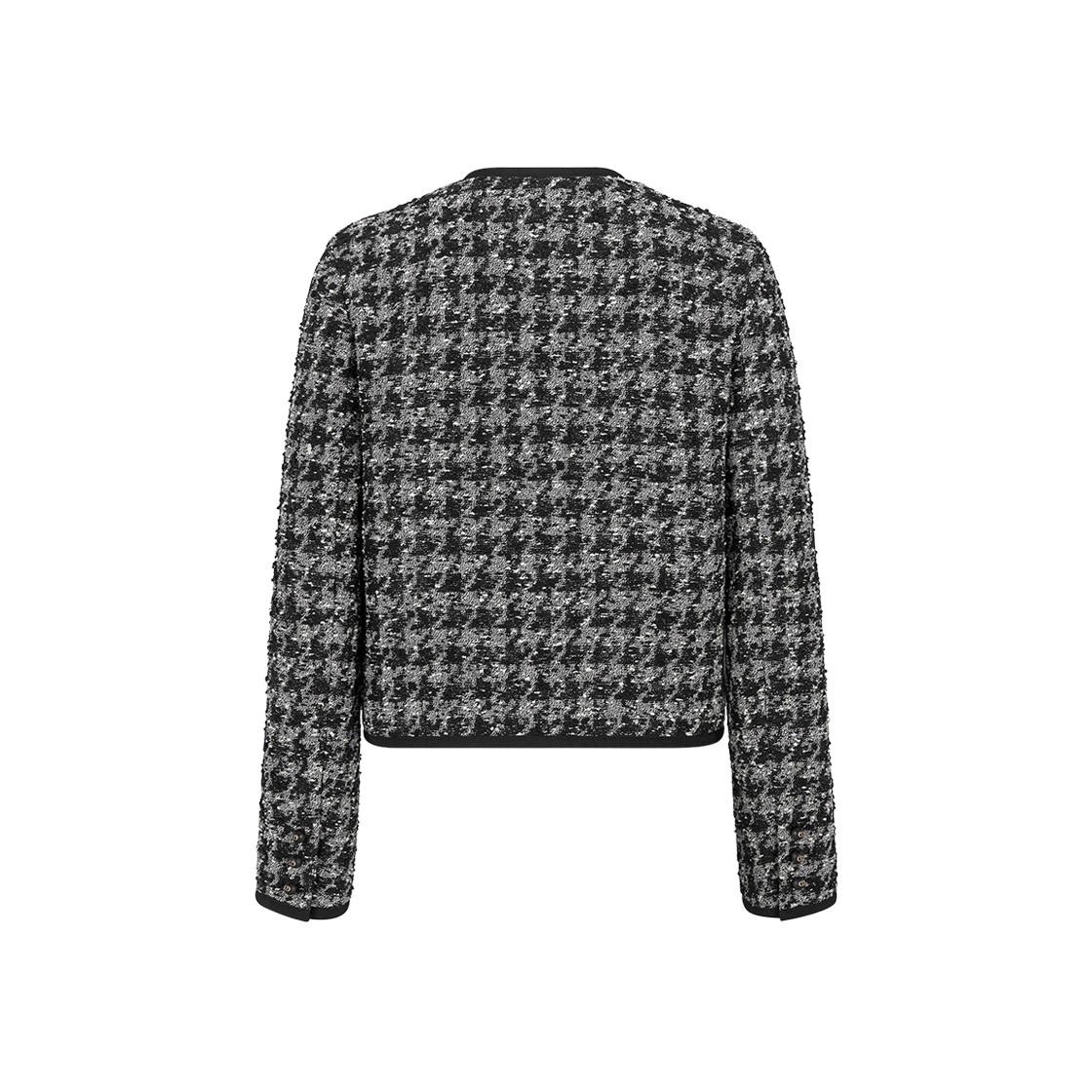 (W) Dior Cropped Jacket Black White Houndstooth Technical Tweed 상세 이미지 2