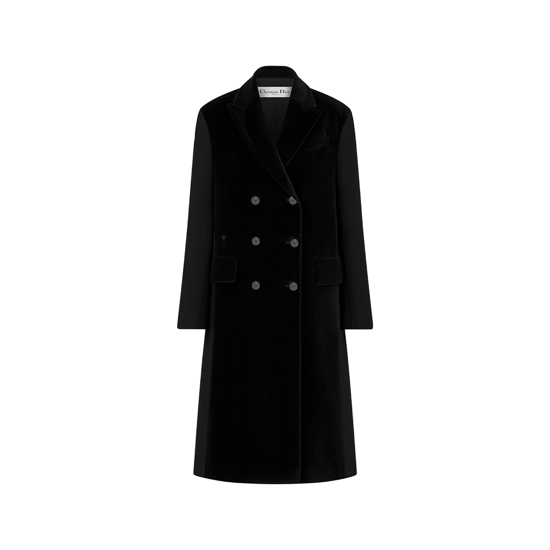 (W) Dior Coat Black Velvet Effect Virgin Wool Cashmere 상세 이미지 1