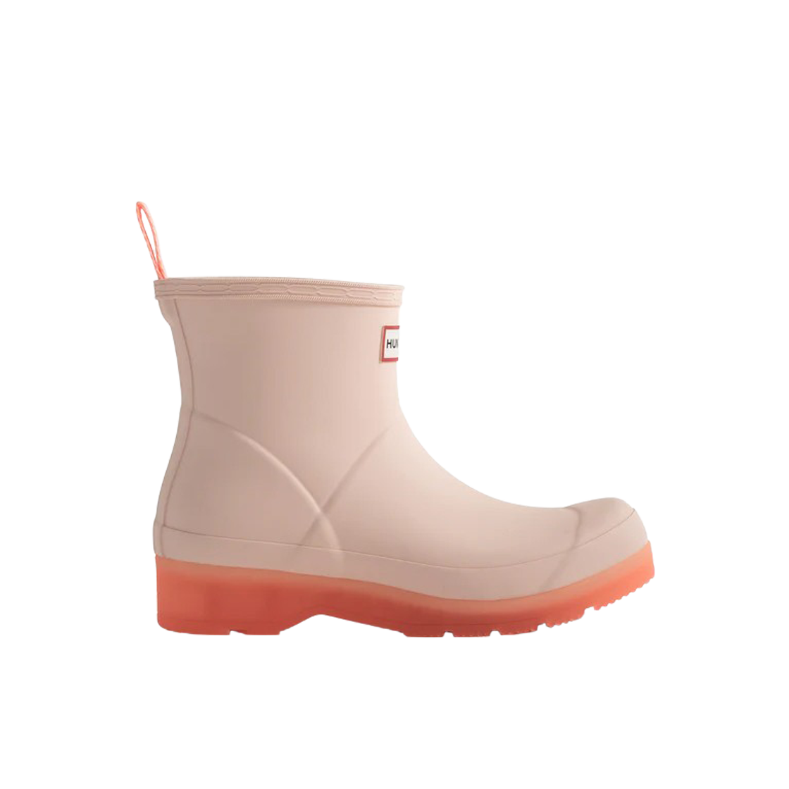 (W) 헌터 플레이 쇼트 트랜슬루센트 솔 부츠 로코코 핑크 오렌지 플레어((W) Hunter Play Short Translucent Sole Boots Rococo Pink Orange Flair)