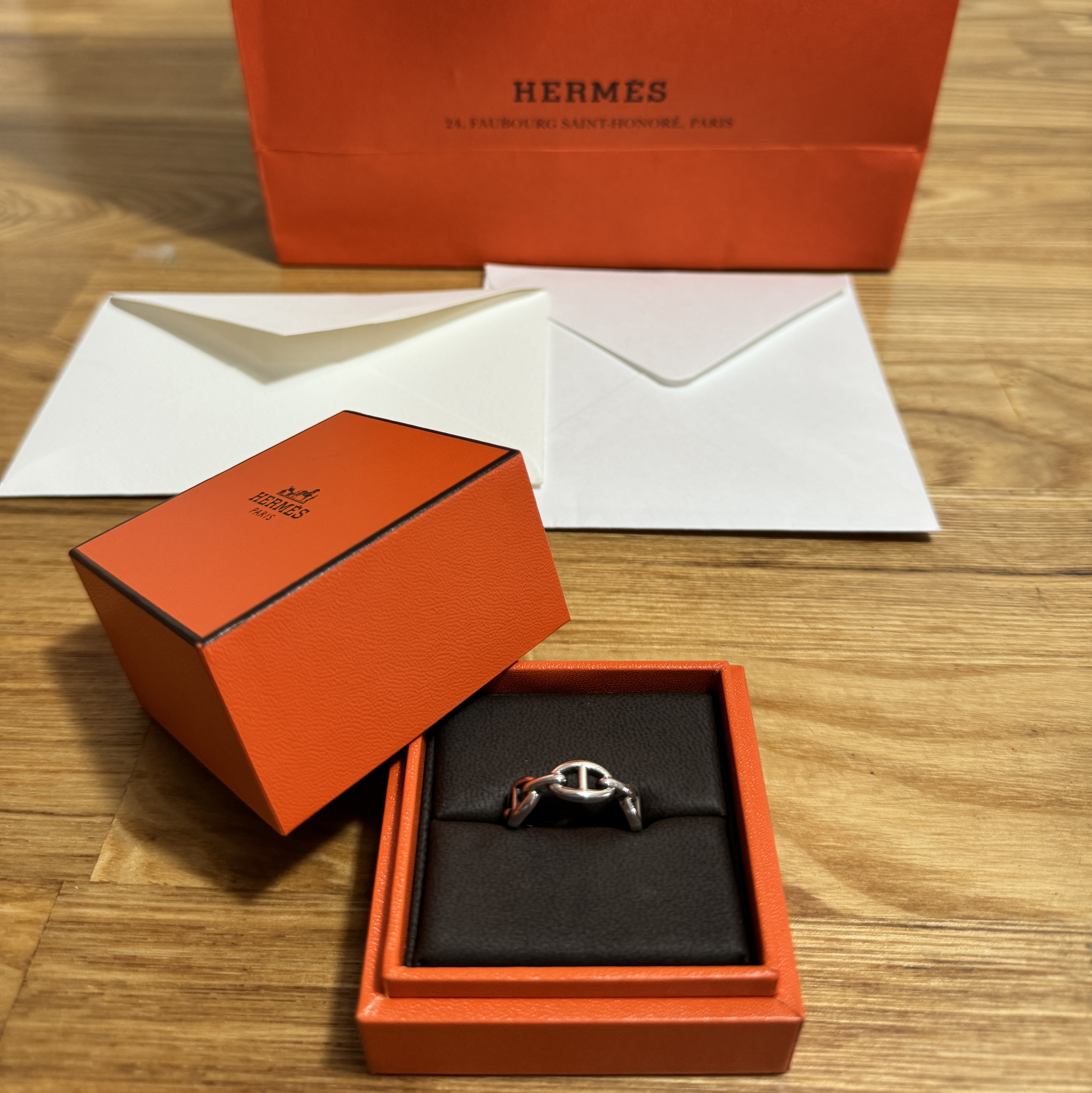 (W) Hermes Small Chaine D'Ancre Enchainee Ring Sterling Silver 착용 스타일