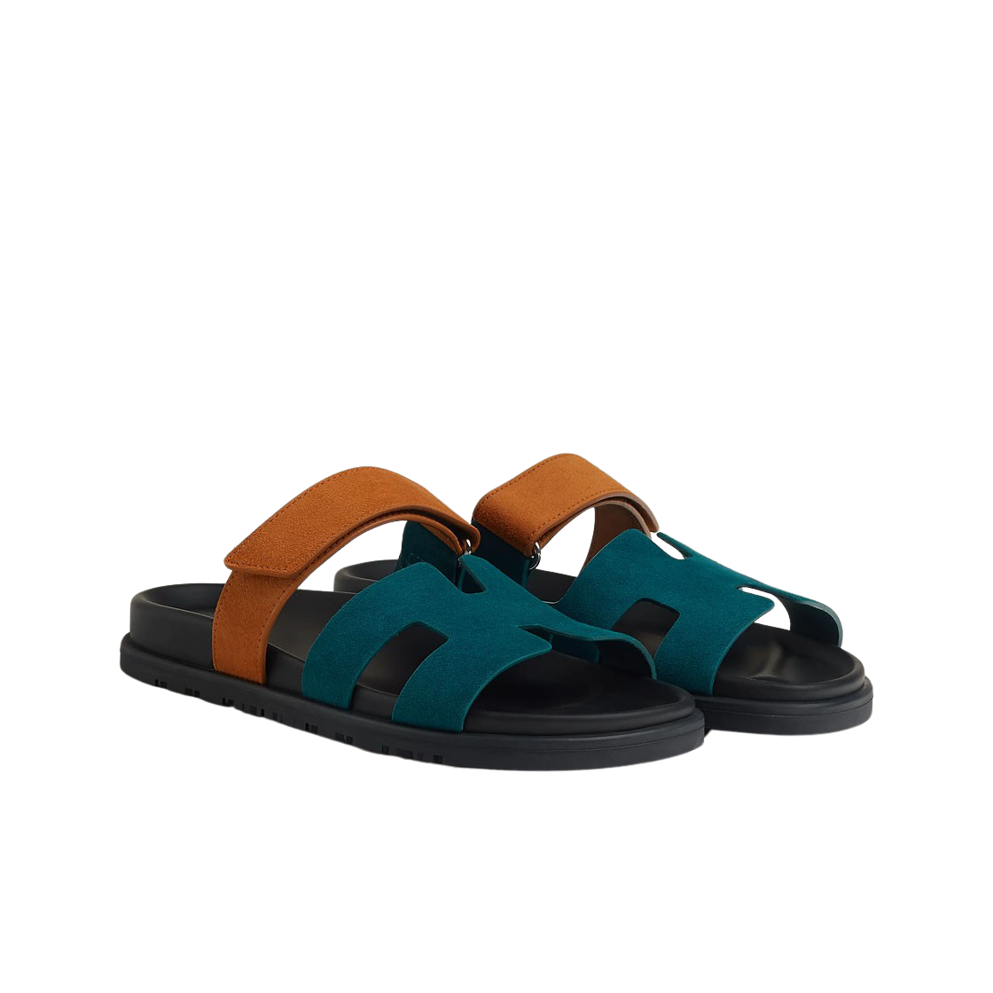 (W) 에르메스 시프레 샌들 스웨이드 고트스킨 & 베르 무쓰 나뛰렐((W) Hermes Chypre Sandal Suede Goatskin & Vert Mousse Naturel) - 2