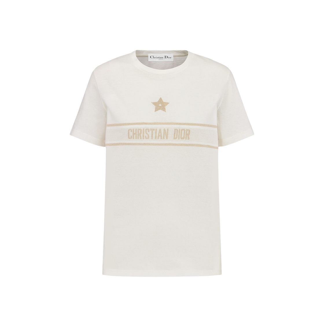 (W) Dior Or T-Shirt White Gold Tone Technical Jersey 상세 이미지 1