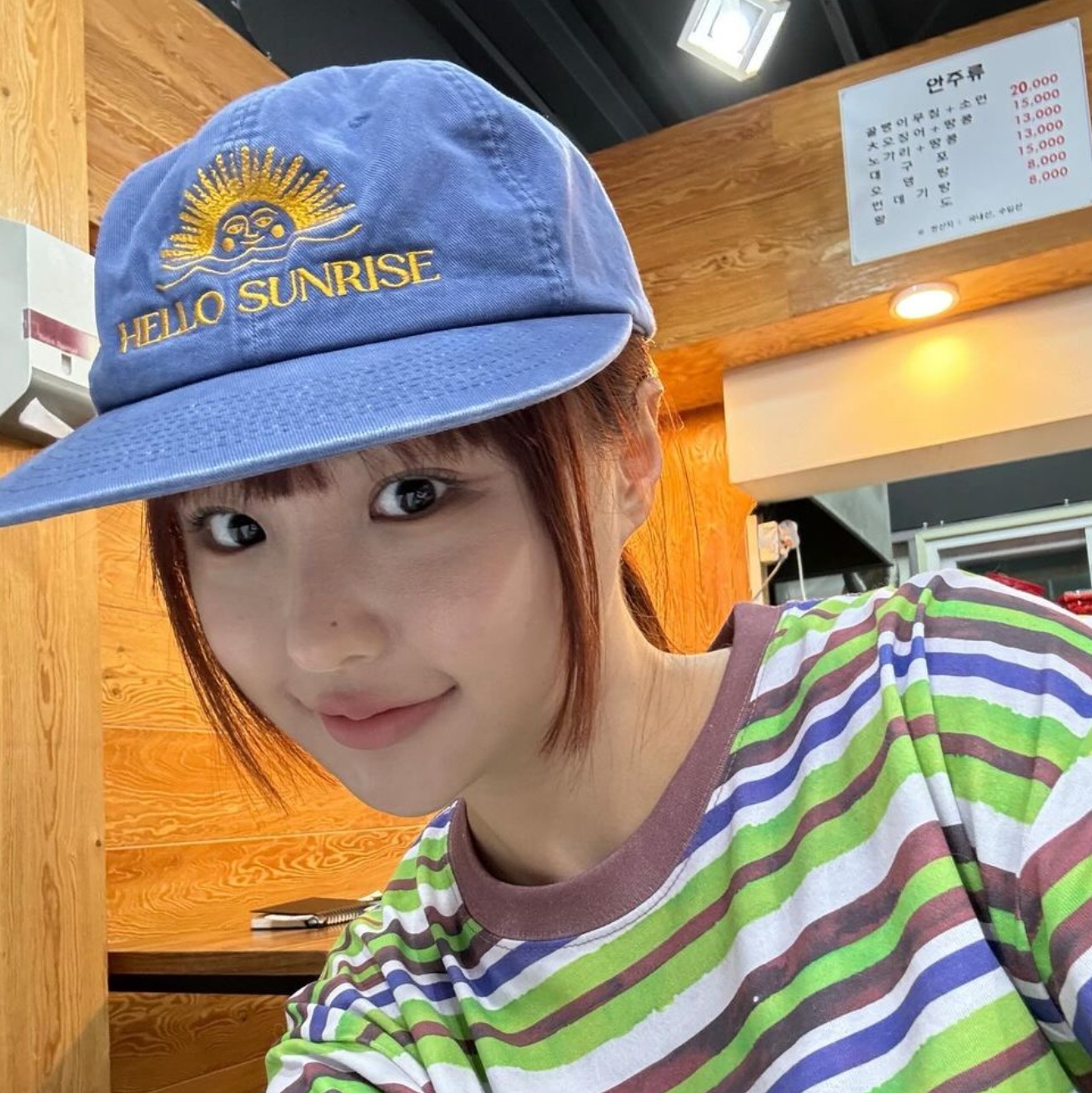 Hello Sunrise Washed OG Logo 6panel Cap Ocean Blue, Hello Sunrise Washed OG Logo 6Panel Cap Vintage Green 착용 스타일