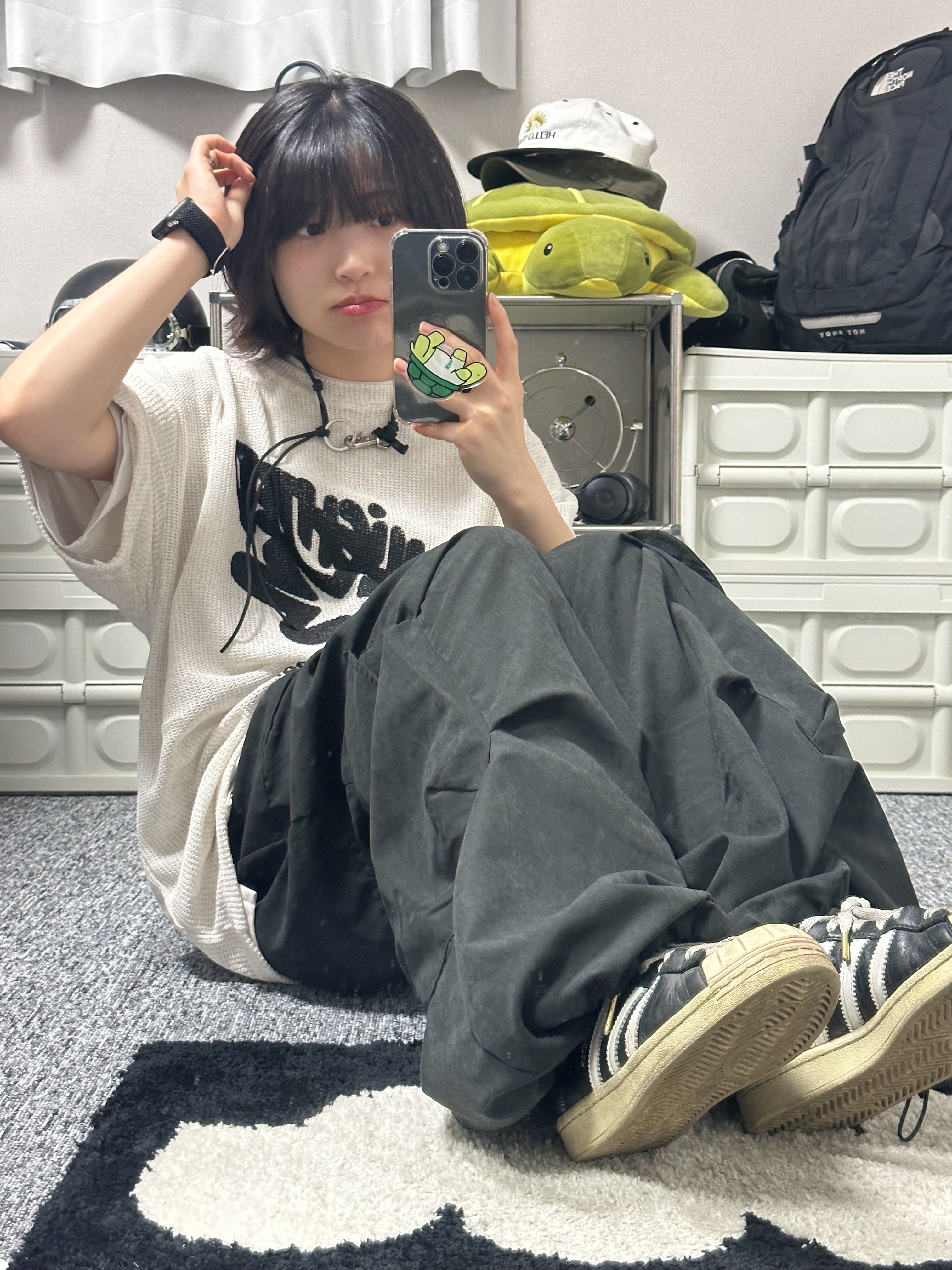 Adidas Superstar Premium Black White, Our Legacy Ladon Leather Keychain Black 착용 스타일 - 5