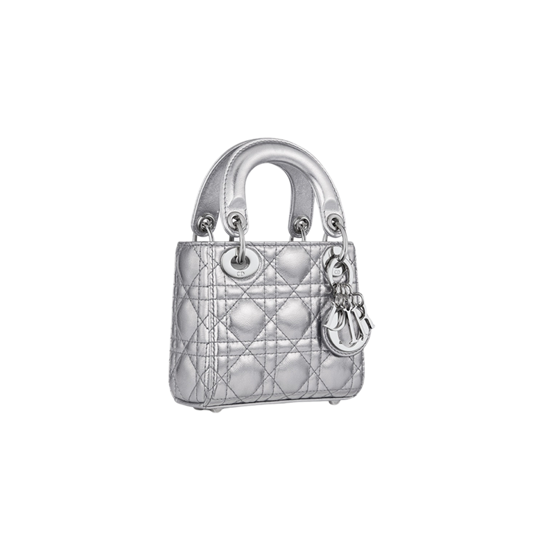 Dior Or Lady Micro Bag Metallic Silver Tone Crinkled 상세 이미지 2