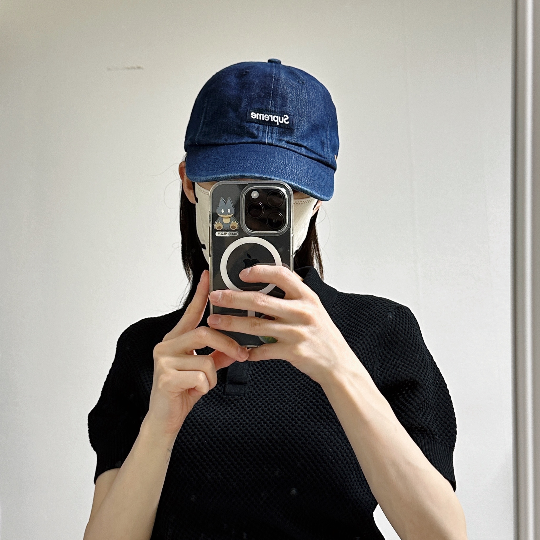 Supreme Cordura Denim Small Box 6-Panel Blue - 24SS 착용 스타일 - 1