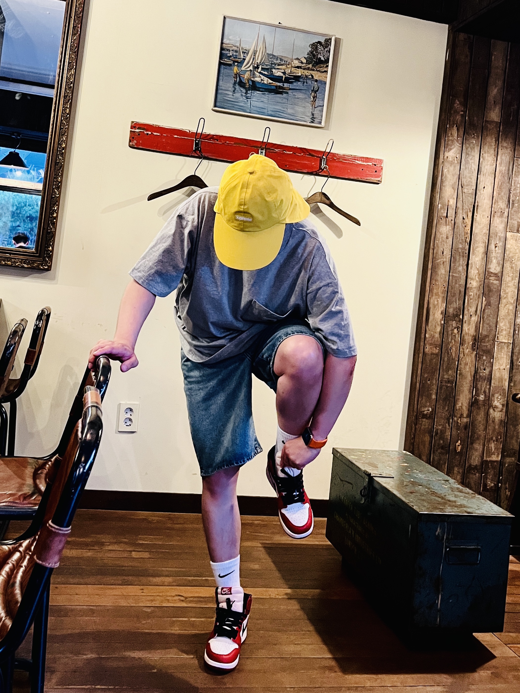 Supreme Gore-Tex Sunshield Hat Yellow - 24SS, (GS) Jordan 1 Retro High OG Chicago 2022 착용 스타일 - 3
