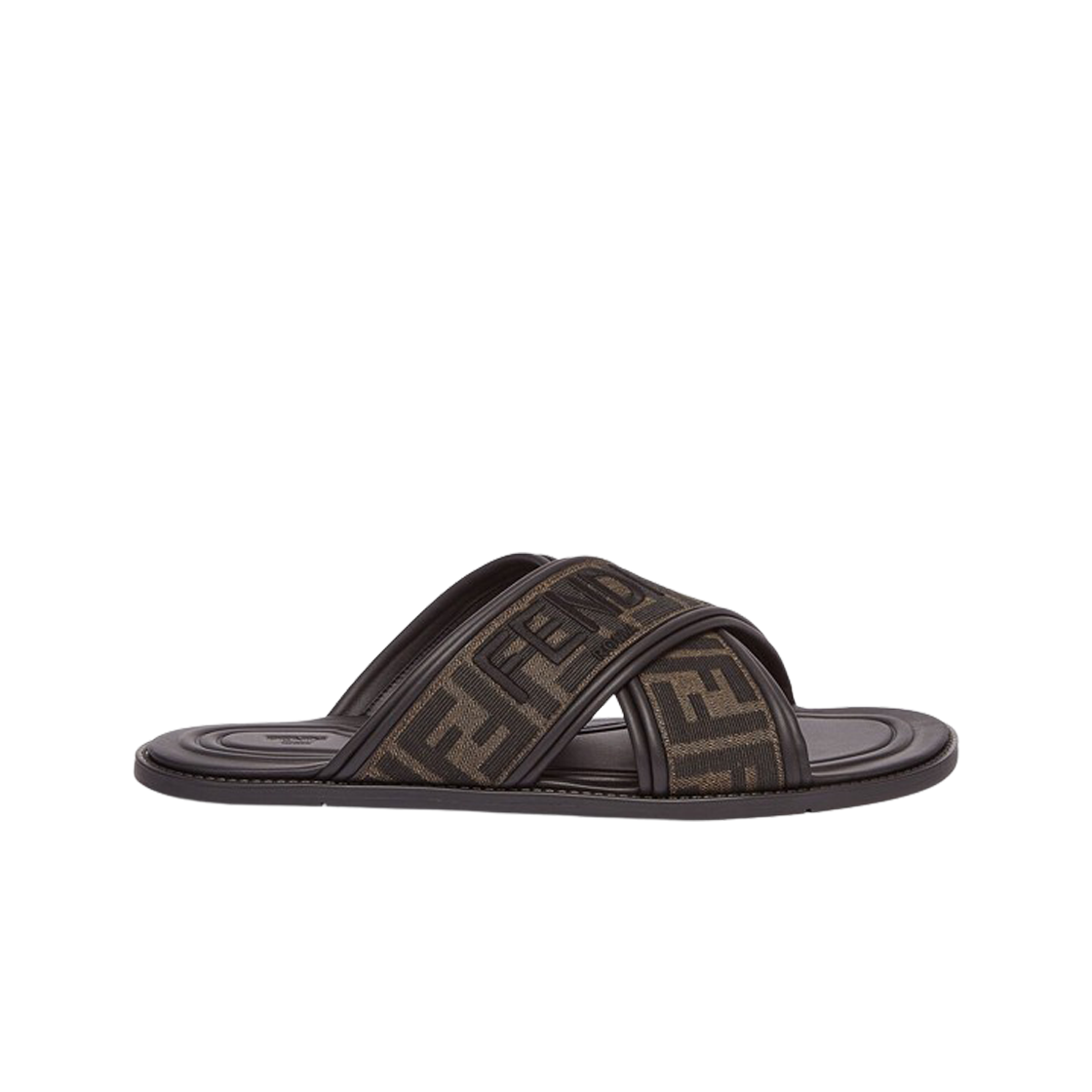 (W) 펜디 패브릭 슬라이드 멀티컬러 브라운((W) Fendi Fabric Slides Multicolor Brown)