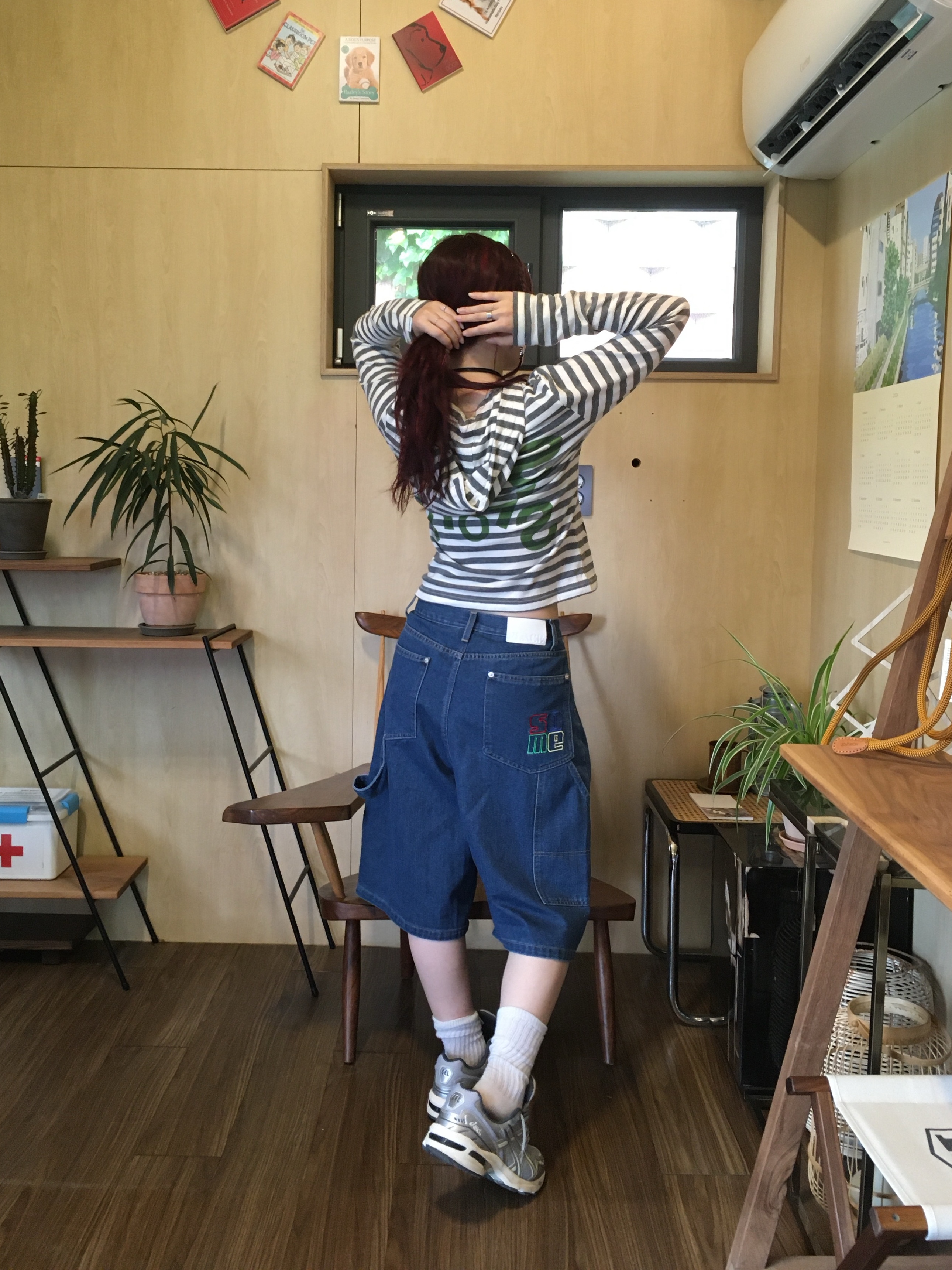 (W) Nike Air Force 1 '07 WB Flax Wheat, [KREAM 단독] Safarispot 1/2 Ticketing Stripe Border Hoodie Gray 착용 스타일 - 2