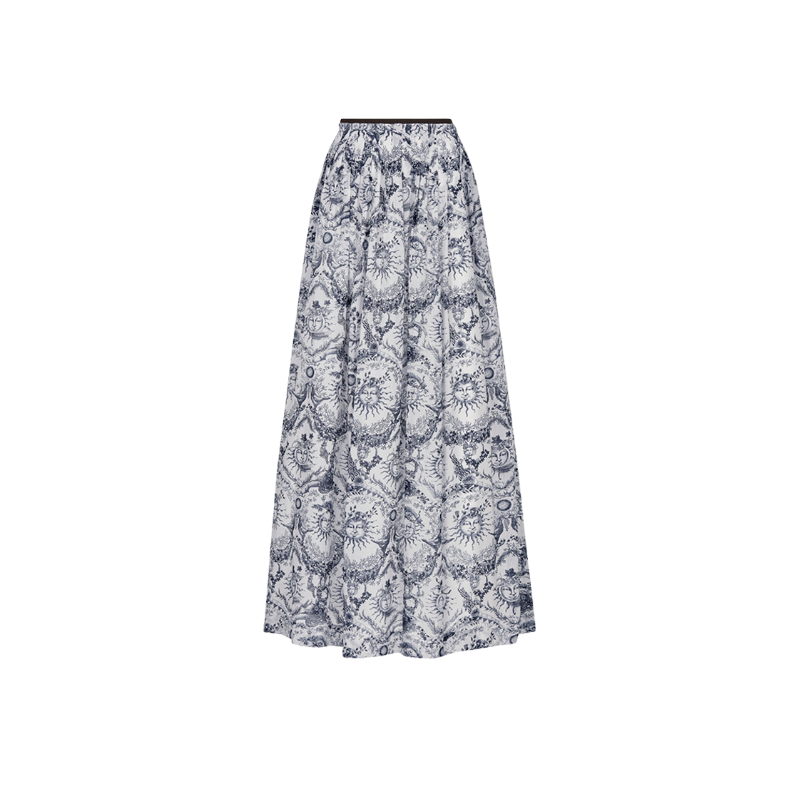 (W) Dior Flared Mid-Length Skirt White Navy Blue Soleil Voile 상세 이미지 1