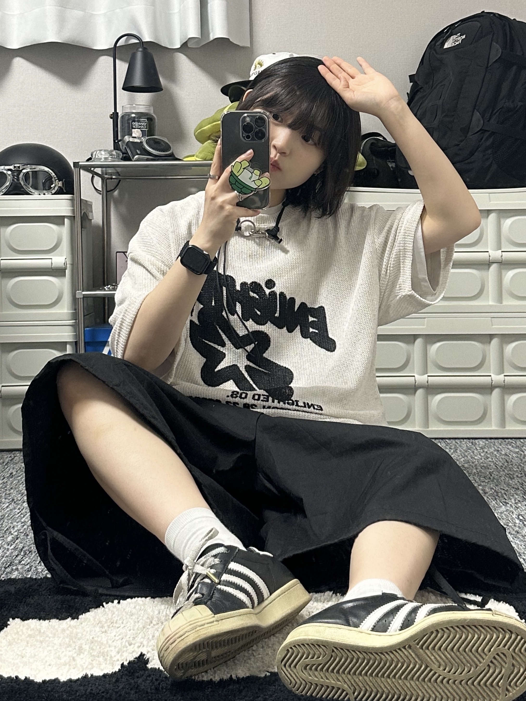 Adidas Superstar Premium Black White, Our Legacy Ladon Leather Keychain Black 착용 스타일 - 1