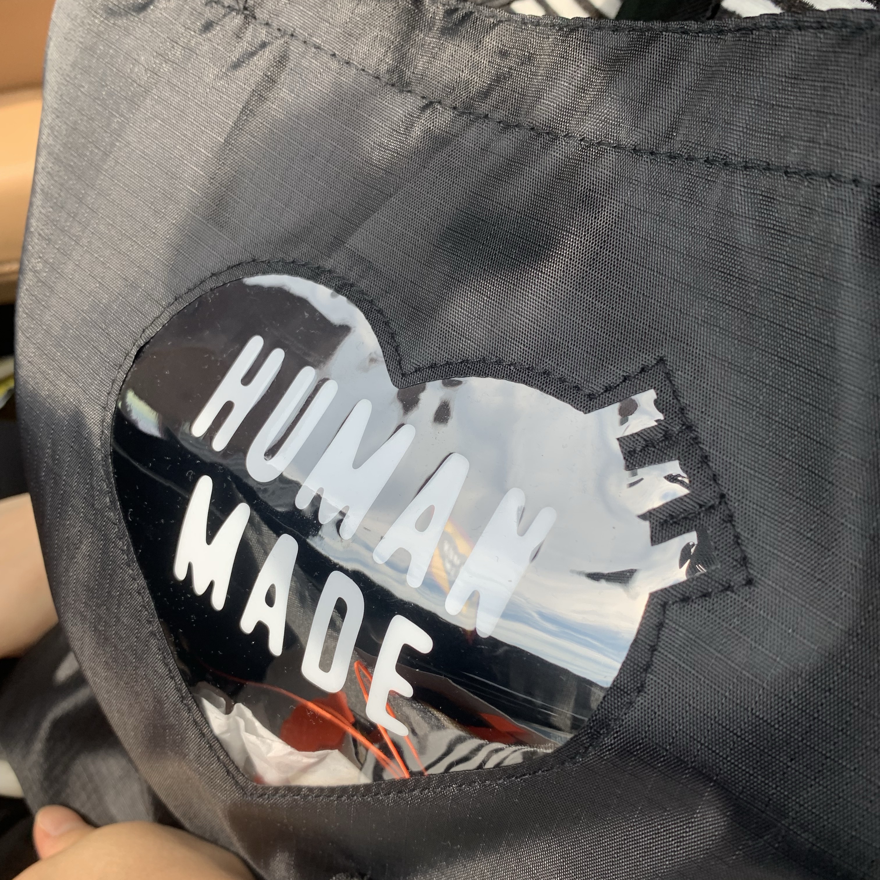 Human Made Nylon Ripstop Heart Tote Bag Black 착용 스타일