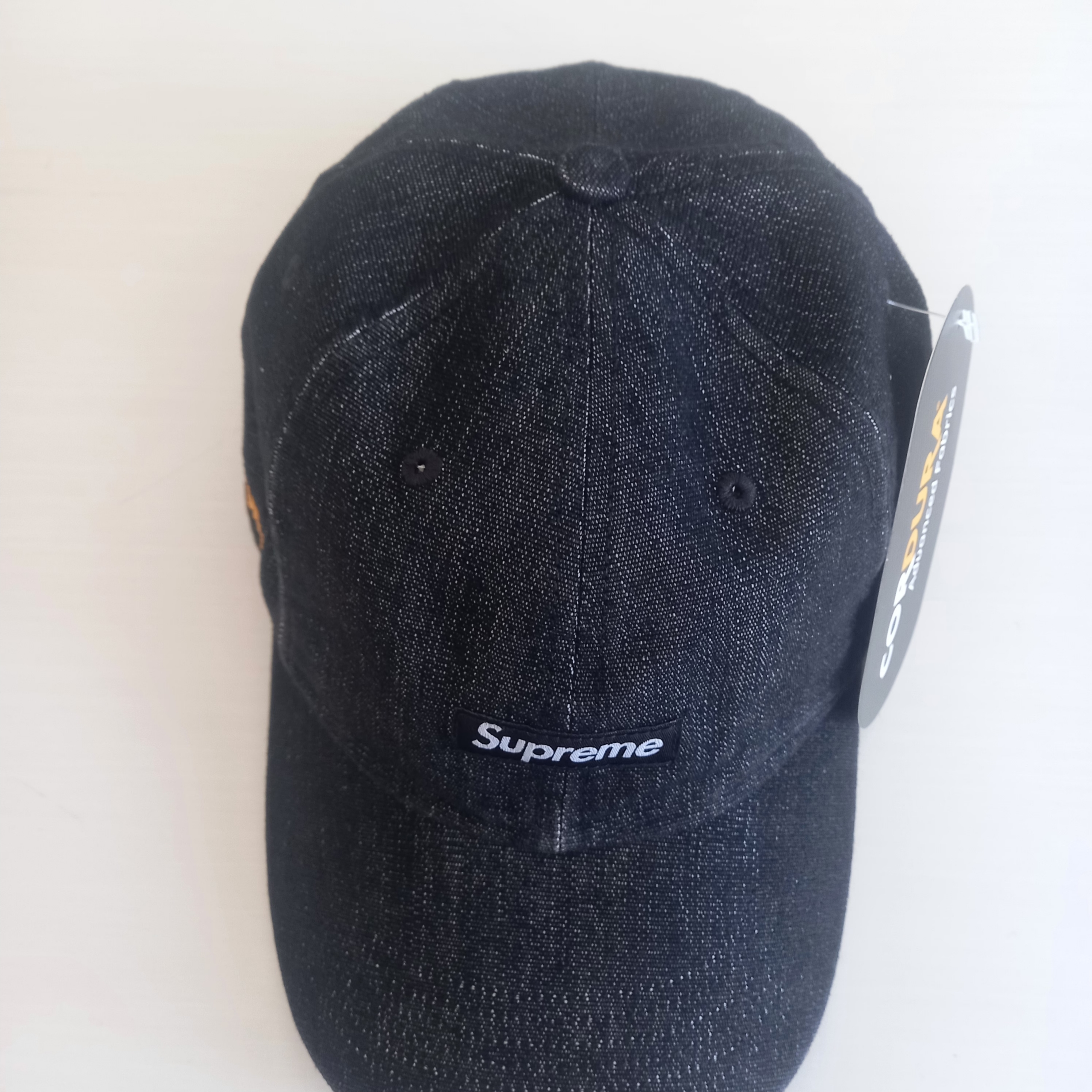 Supreme Cordura Denim Small Box 6-Panel Black - 24SS 착용 스타일 - 2