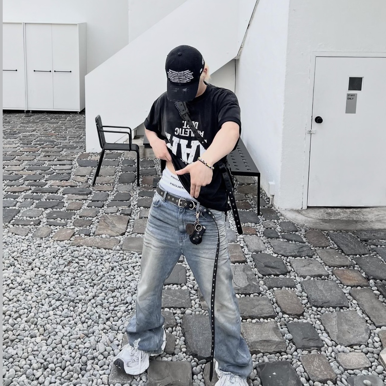 Project G/R Flare Jeans Blue 착용 스타일
