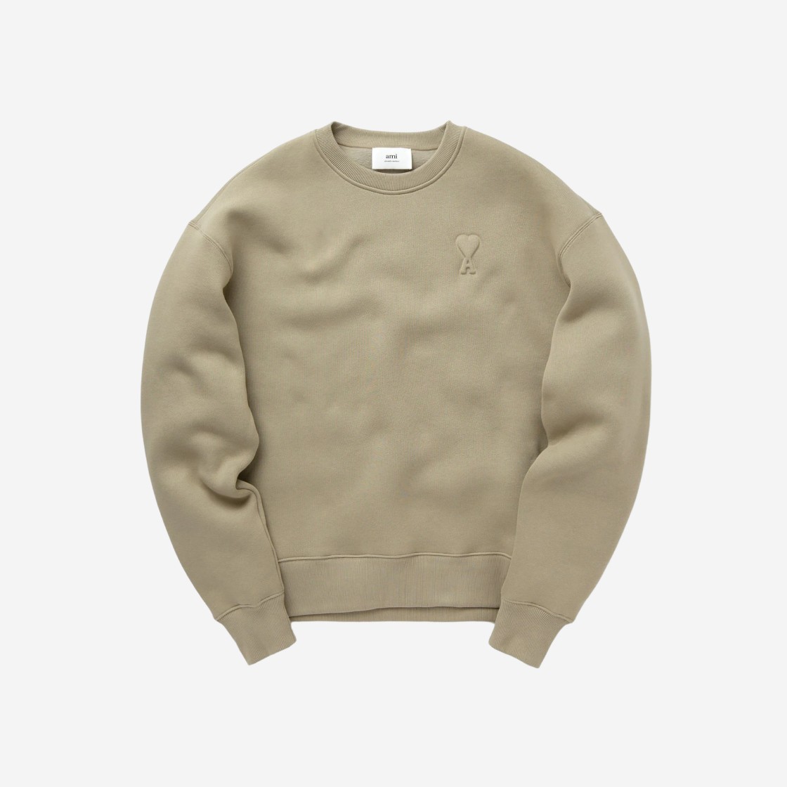 AMI de Coeur Embossed Heart Crew Sweatshirt Sage 상세 이미지 1