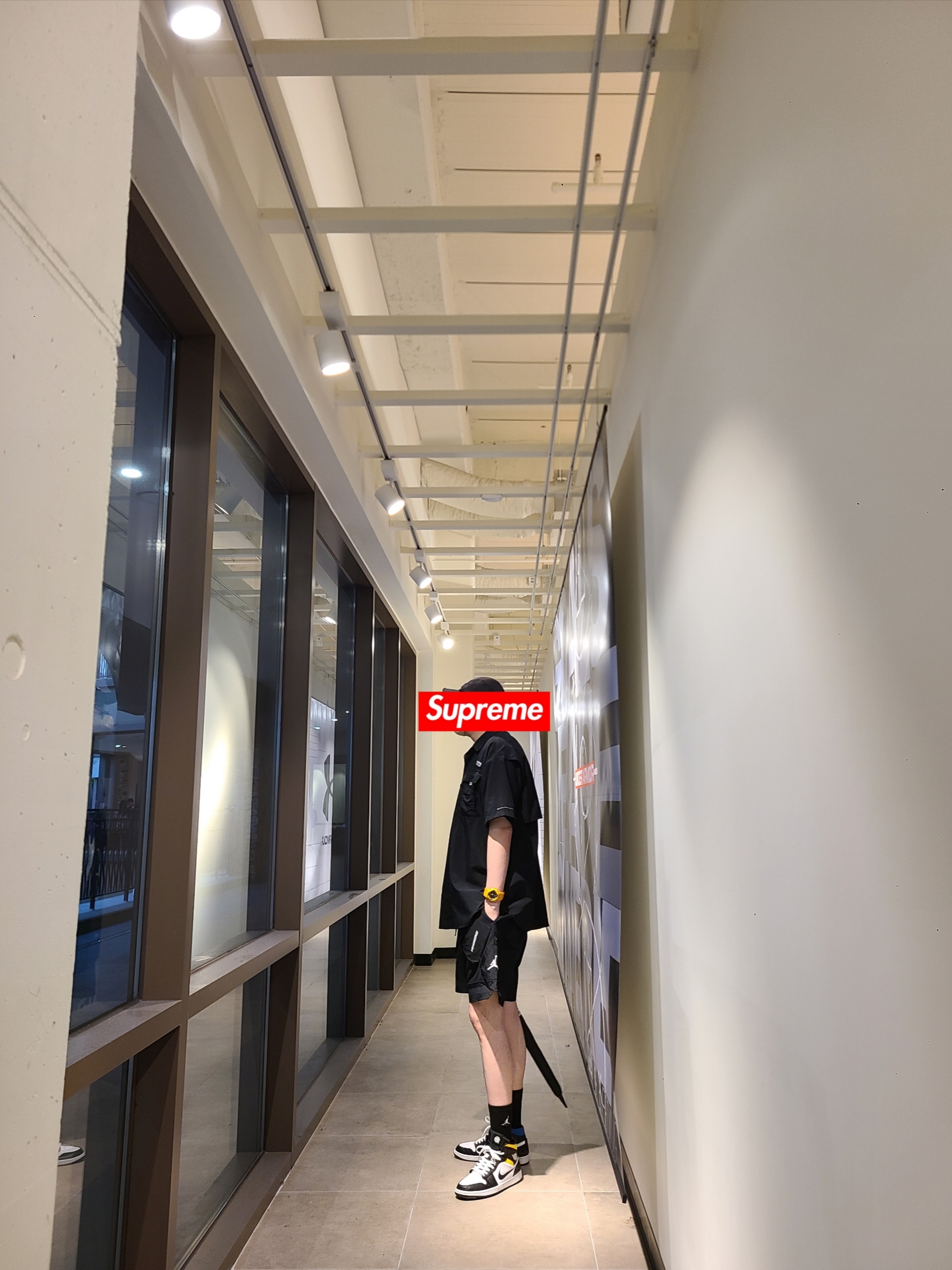 Jordan 1 Mid Quai 54 2019, Supreme Mesh Cordura Camp Cap Black - 23SS 착용 스타일