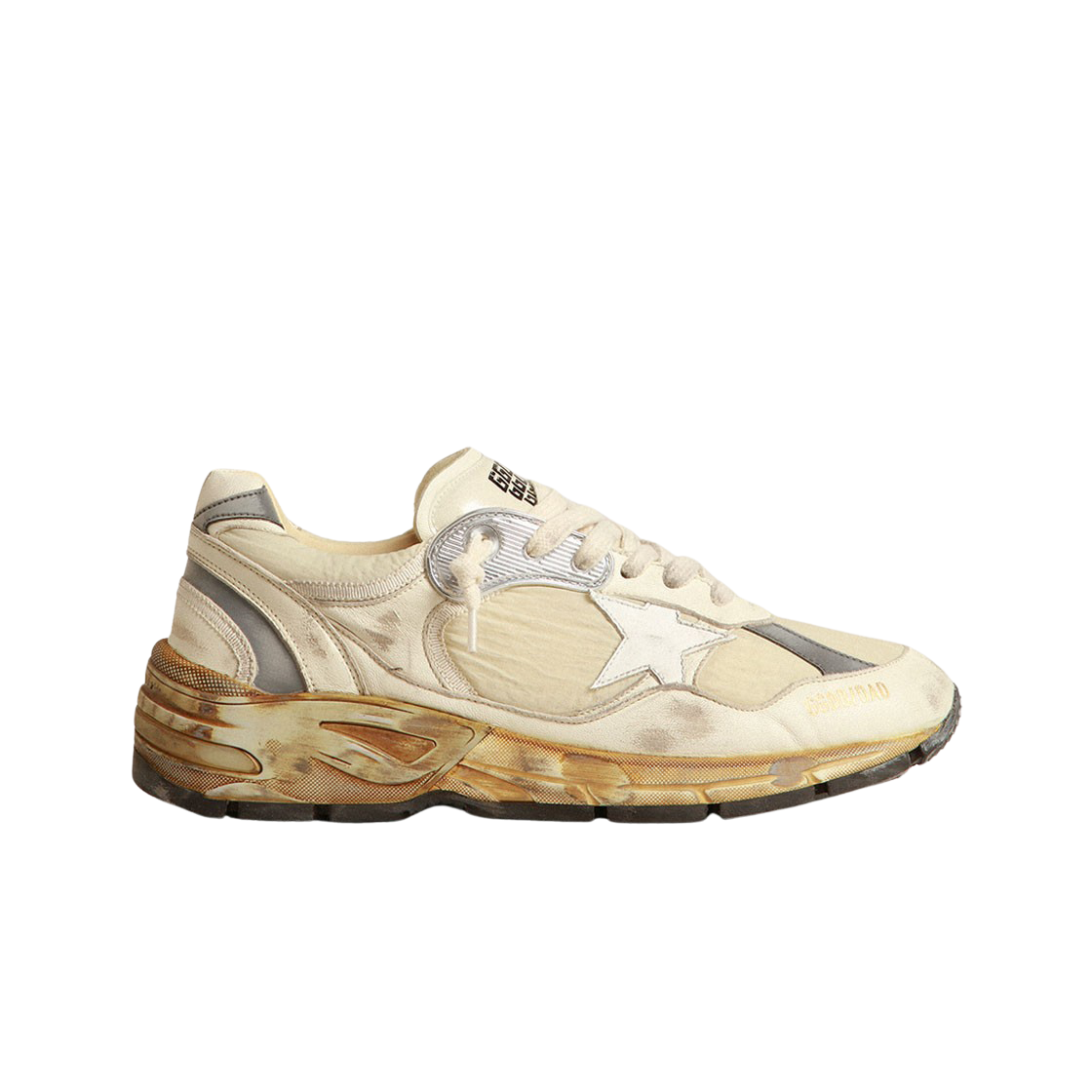 GWF00199-F004071-82142 (W) Golden Goose Dad-Star Nappa Leather Nylon with Leather Beige White