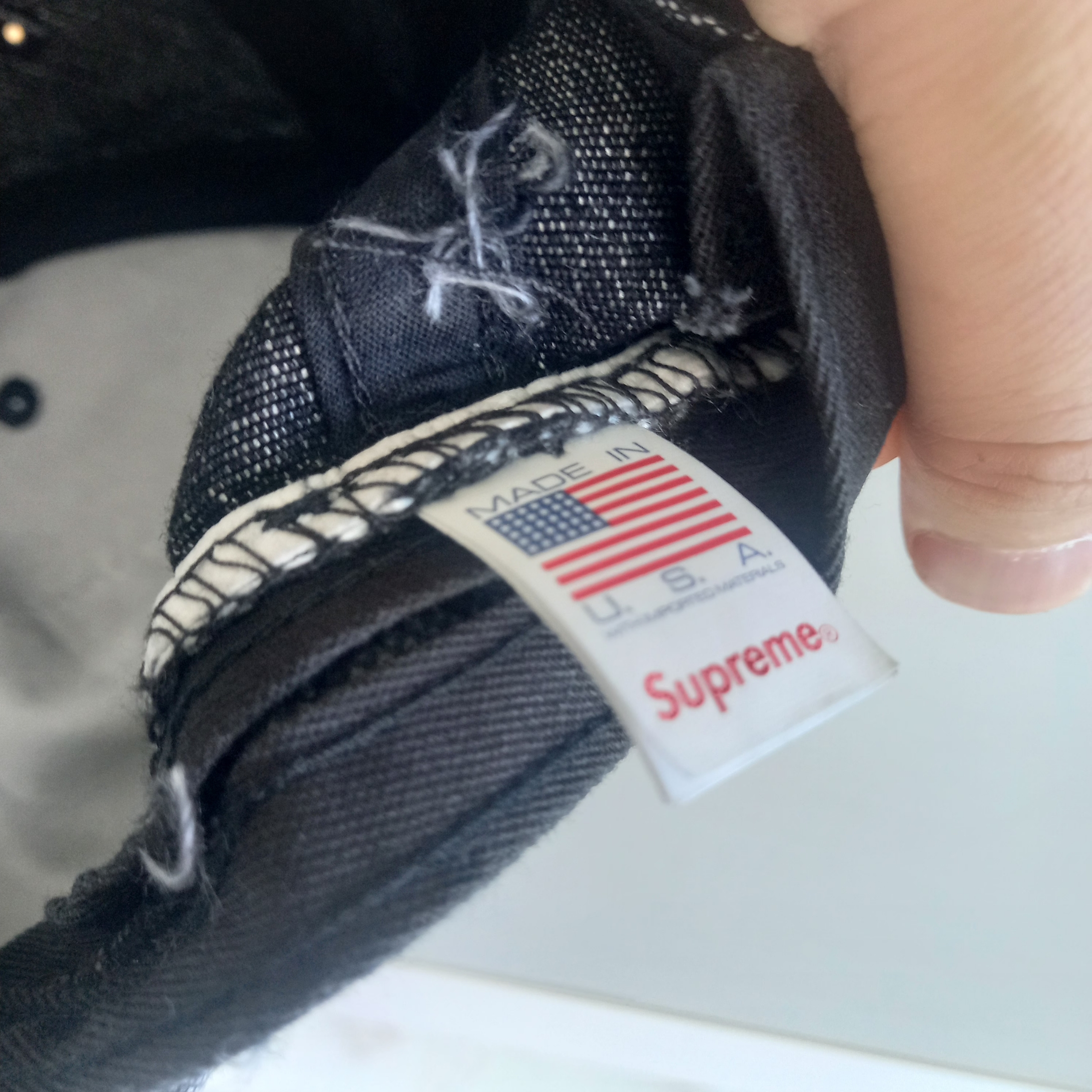 Supreme Cordura Denim Small Box 6-Panel Black - 24SS 착용 스타일 - 6
