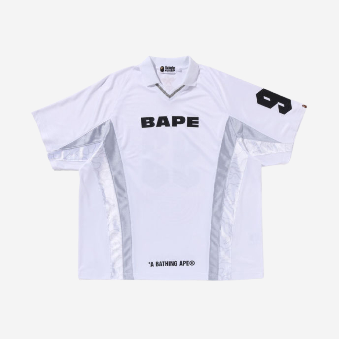 베이프 멀티 로고 릴렉스드 핏 사커 저지 화이트 | BAPE | KREAM BAPE Multi Logo Relaxed Fit Soccer Jersey White