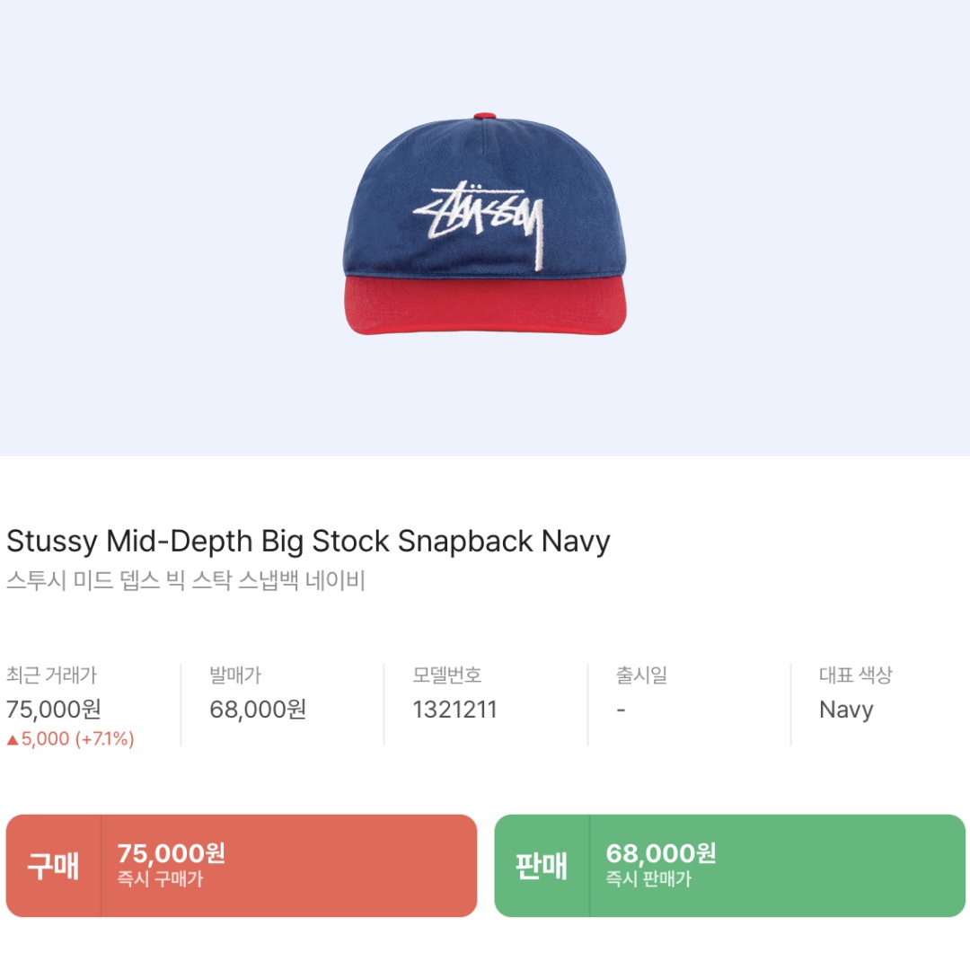 스투시 미드 뎁스 빅 스탁 스냅백 네이비 착용 스타일 - 2
