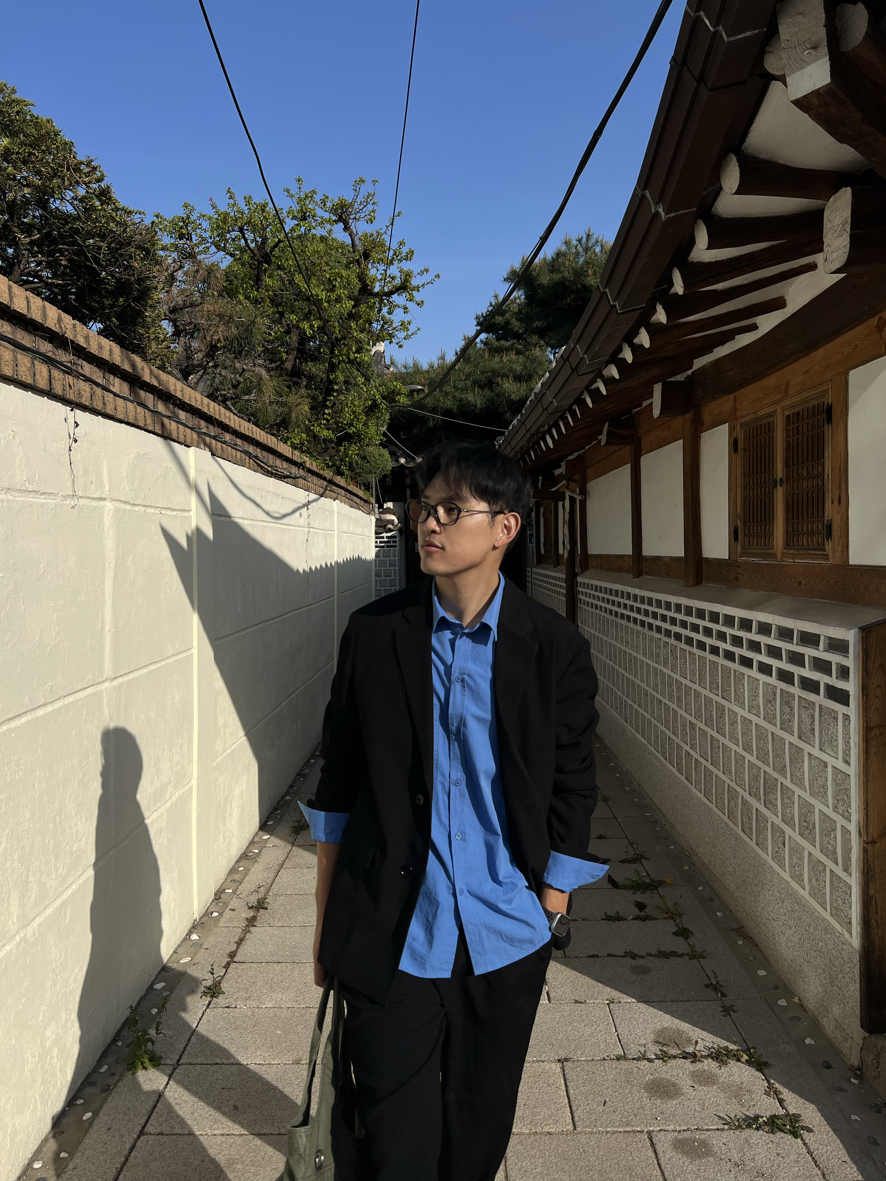 TNGT Kinoshita Seersucker Unconstructed Set-up Jacket Black 착용 스타일 - 2