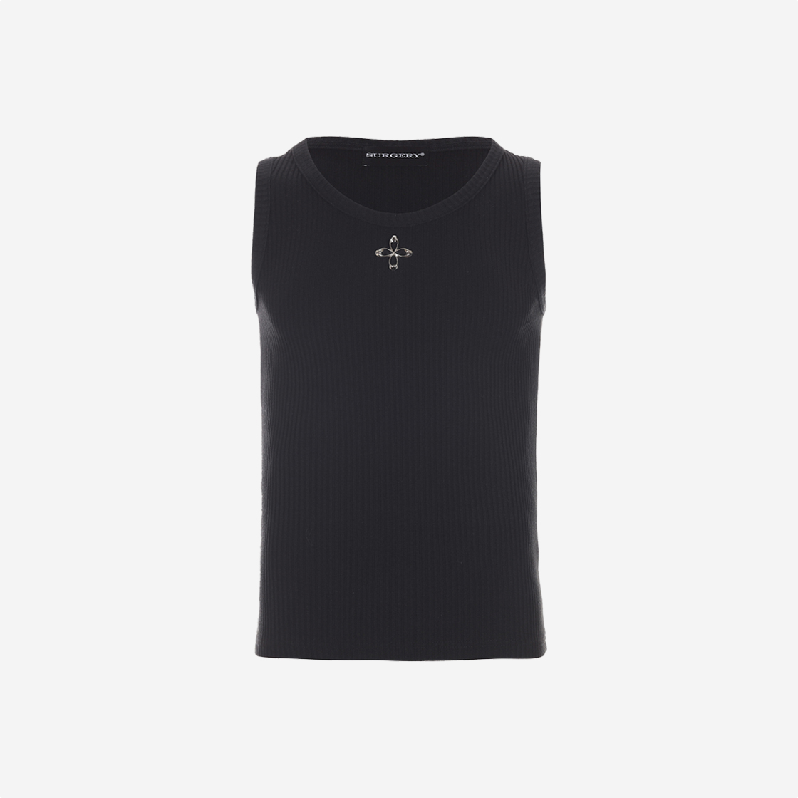 써저리 메탈 클로버 로고 슬리브리스 블랙(Surgery Metal Clover Logo Sleeveless Black)
