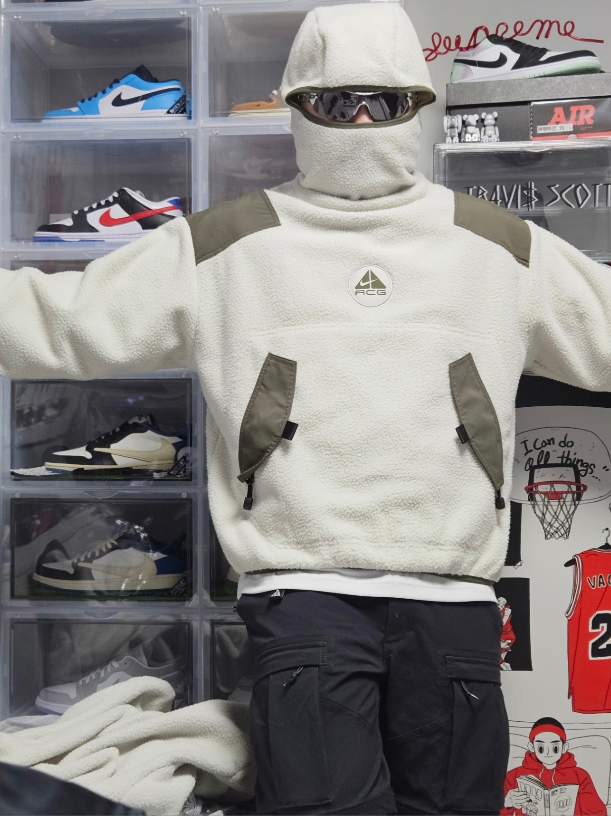 Nike ACG Balaclava Retro Fleece Pullover Light Bone Cargo Khaki - Asia 착용 스타일 - 2